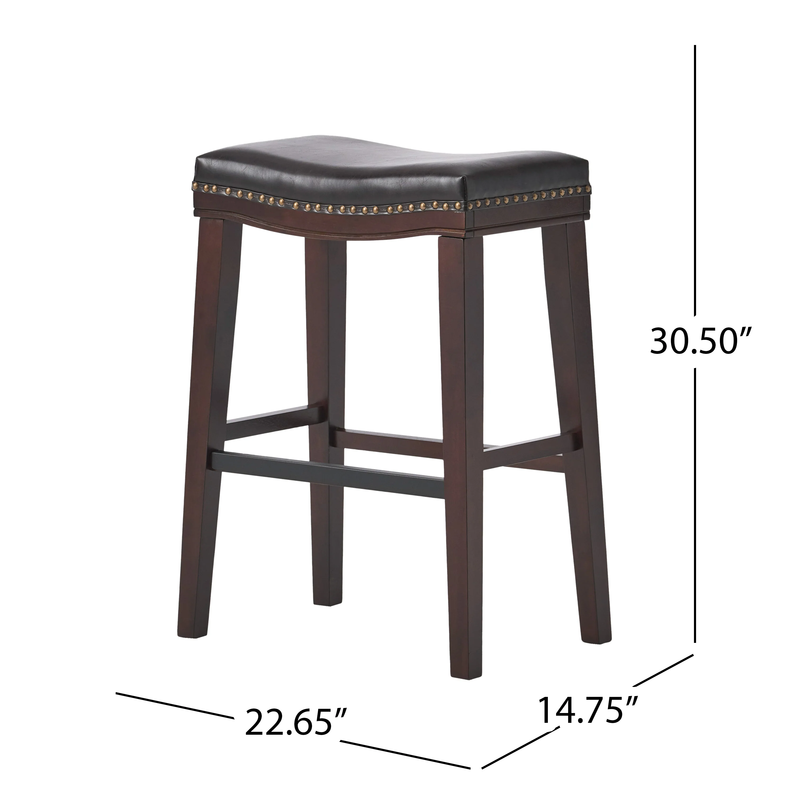 Estes Studded 30 Inch Brown Leather Saddle Barstool, Set of 2 - furnishings