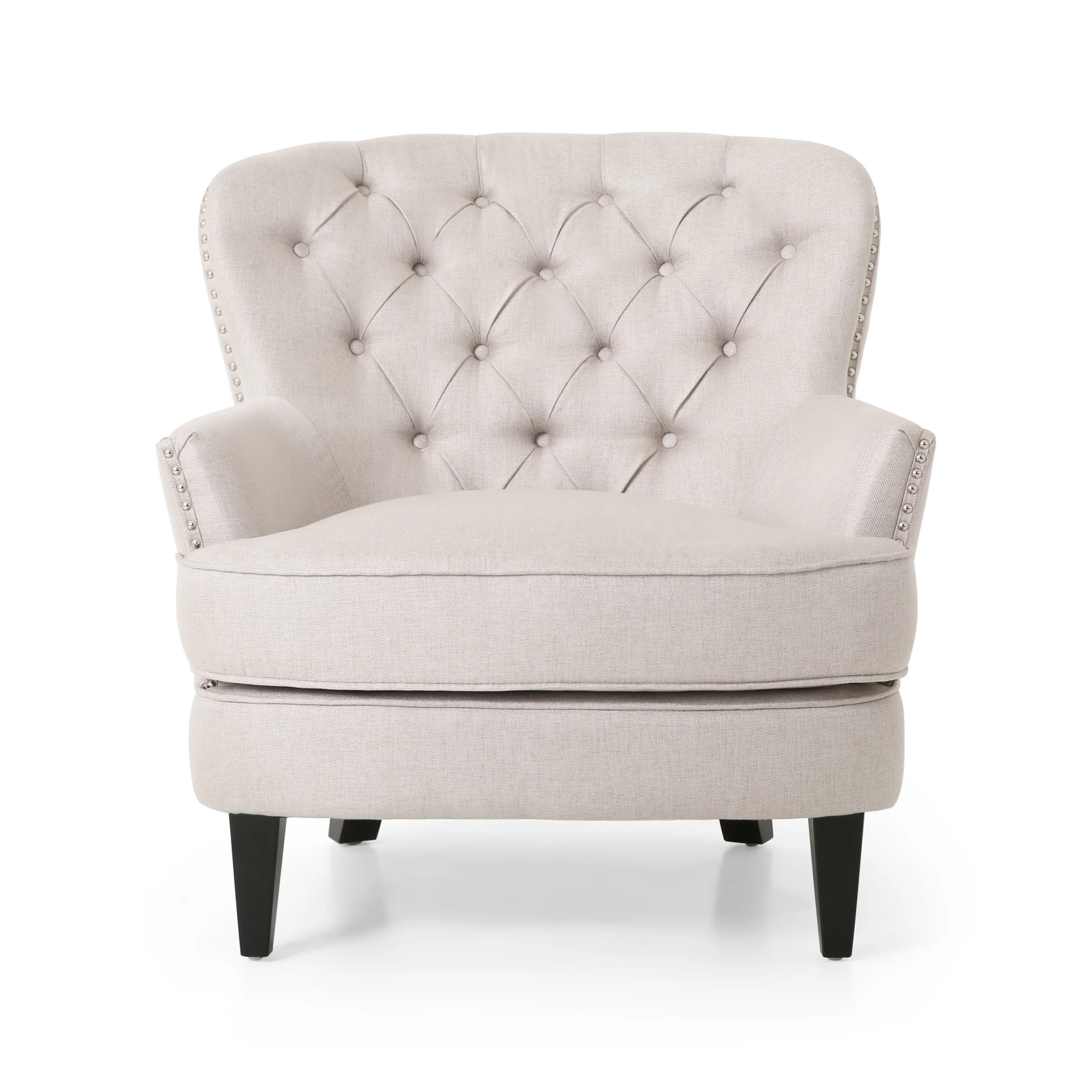 Jaxen Contemporary Tufted Fabric Club Chair and Ottoman Set - furnishings