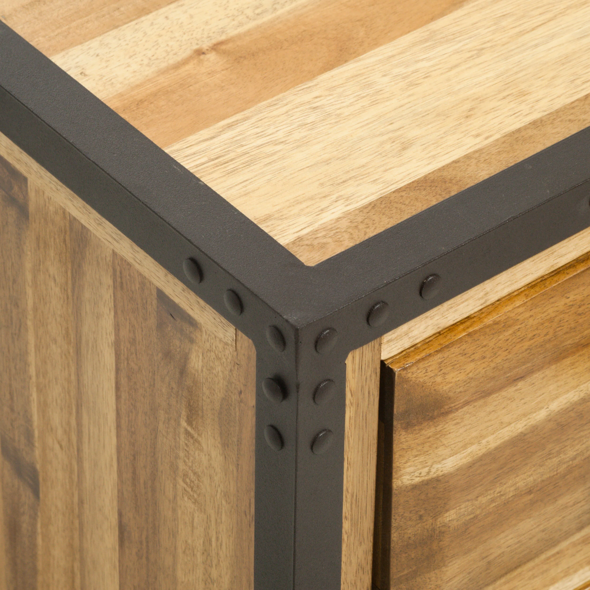 Ashlar Industrial Two-Drawer Natural Finish Acacia Wood Night Stand - furnishings