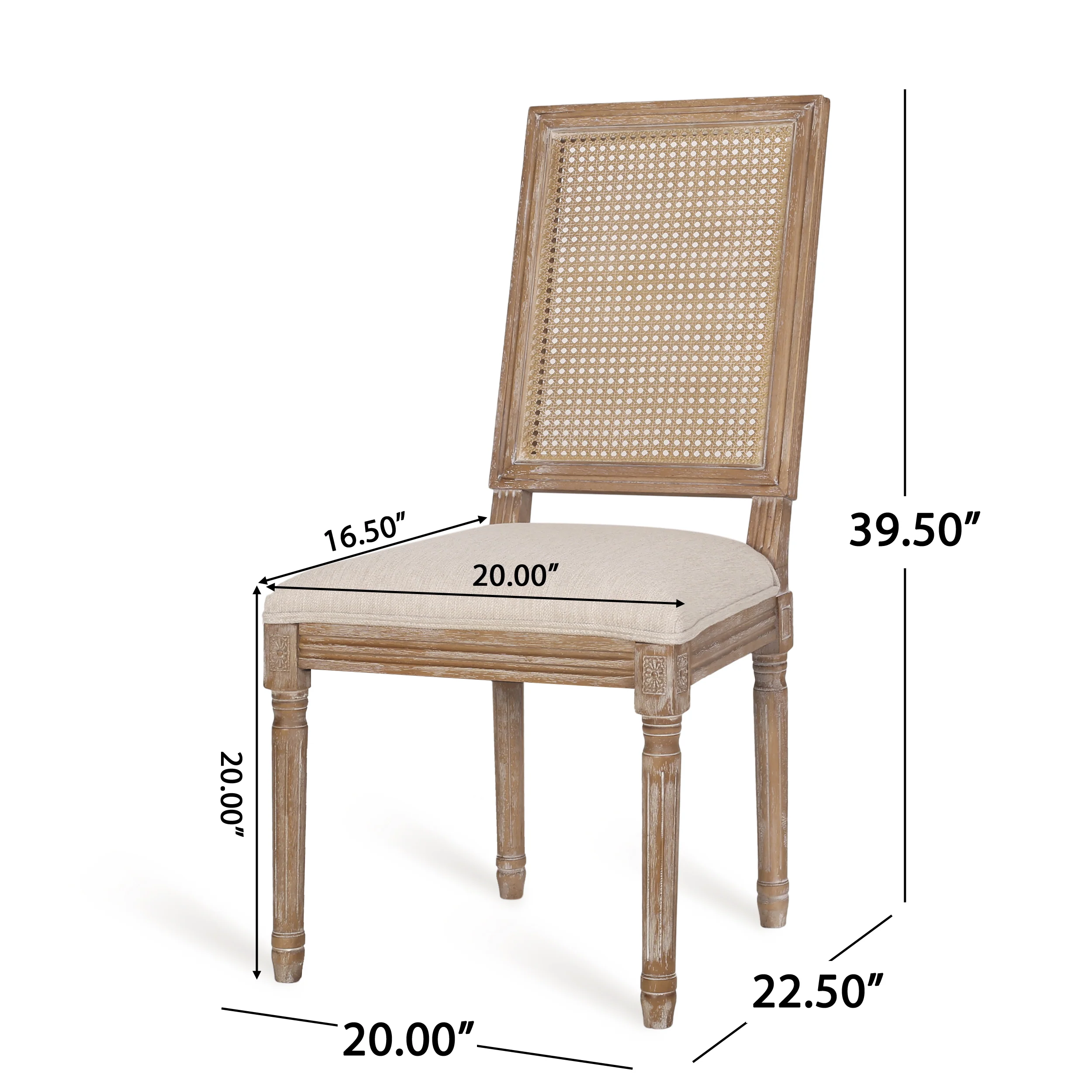 Fernleaf French Country Fabric Upholstered Wood and Cane Expandable 7 Piece Dining Set - furnishings