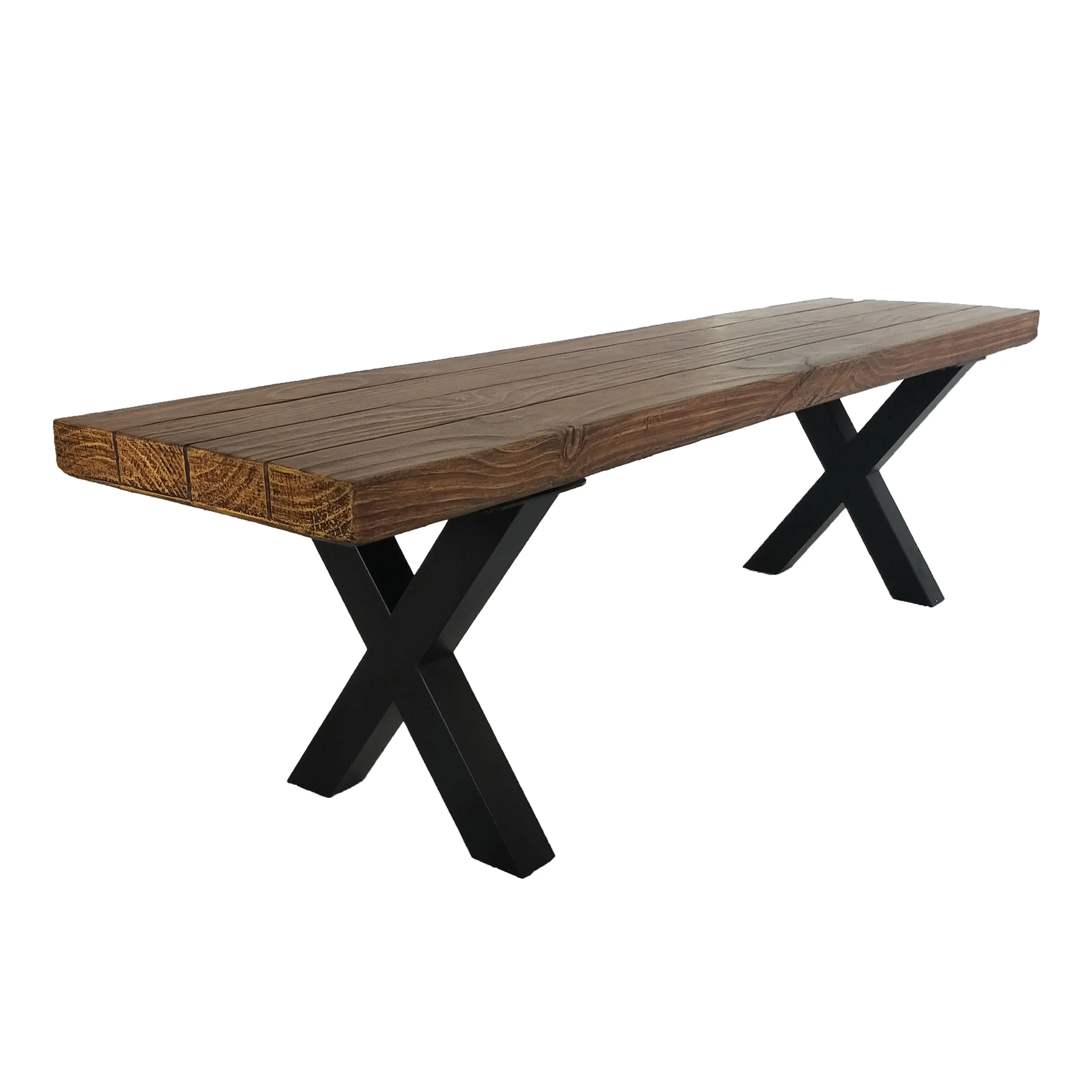 Falah Outdoor Brown Walnut Finish Lightweight Concrete Dining Bench - furnishings