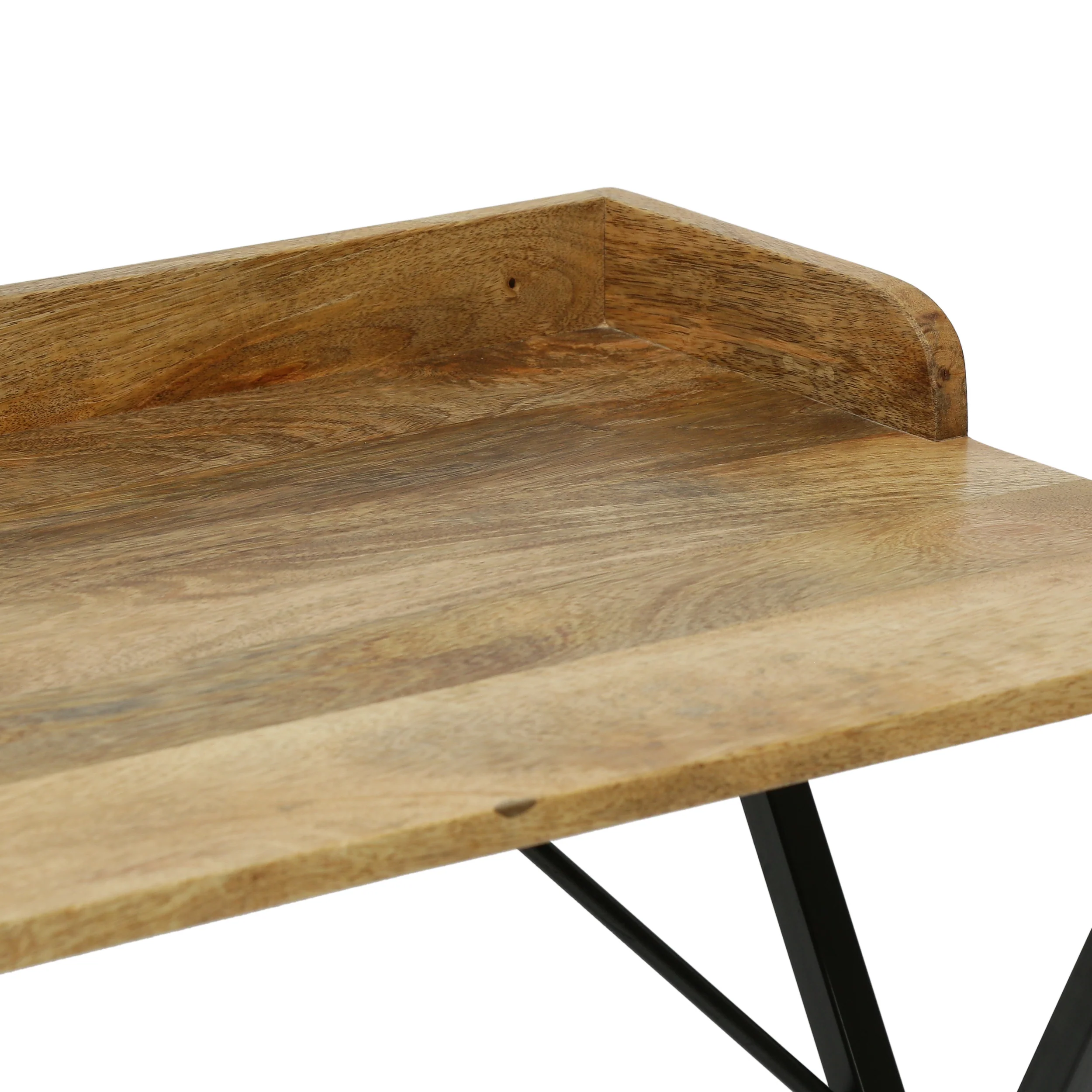 Bellbrook Modern Industrial Handmade Mango Wood Tray Top Console Table, Natural and Black - furnishings