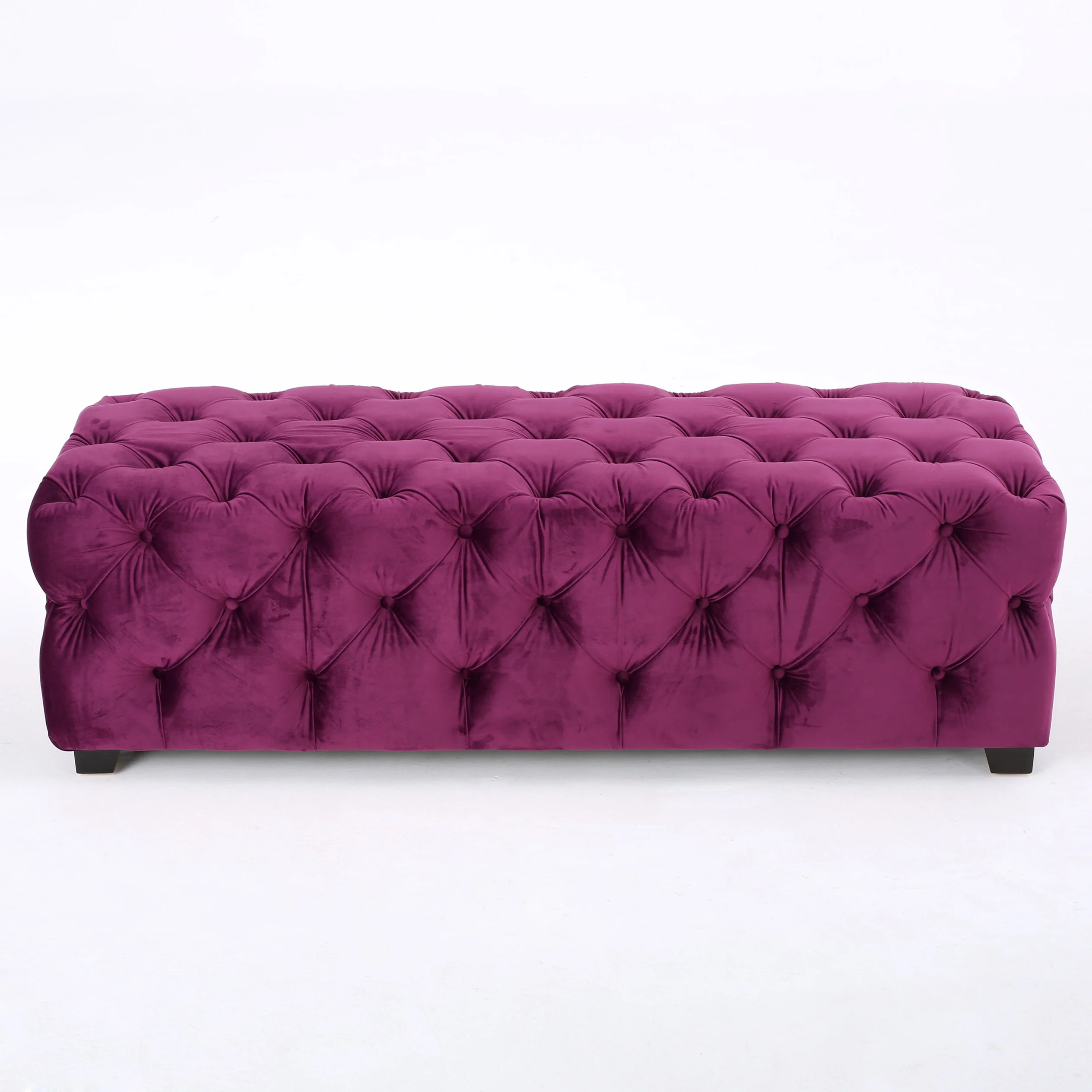 Provence Modern Glam Tufted Velvet Ottoman Bench - furnishings
