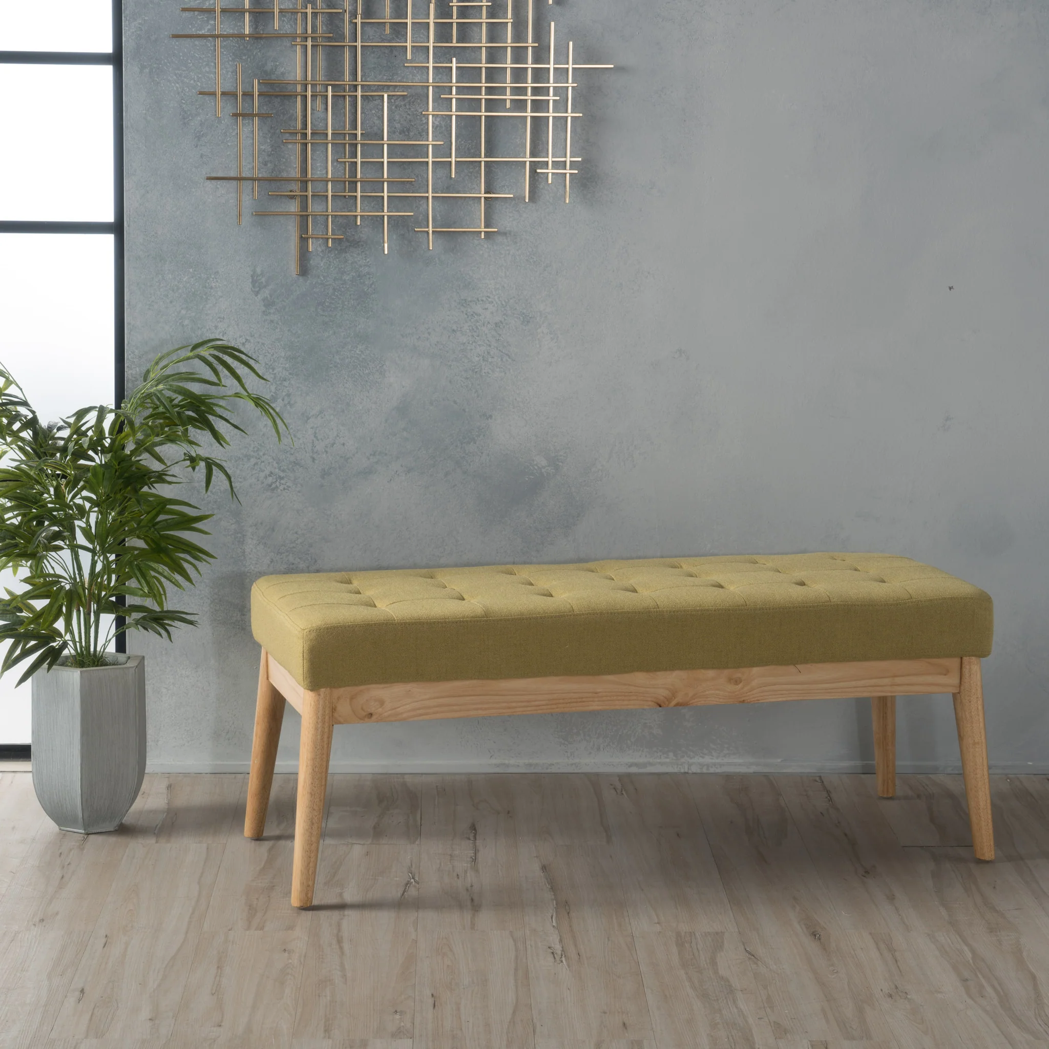 Anglo Modern Mid-Century Fabric Bench - furnishings