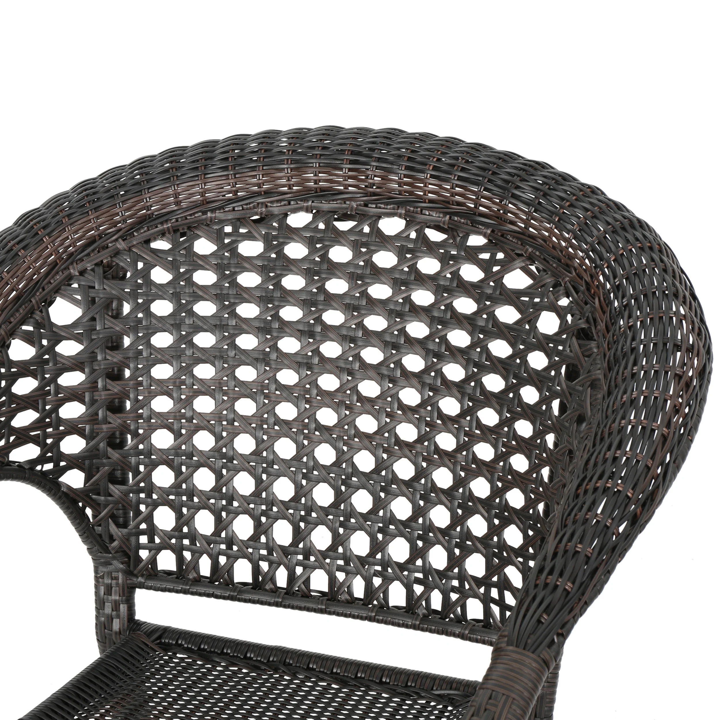 Louisiana Outdoor 7-Piece Brown Wicker Dining Set with Stackable Chairs - furnishings