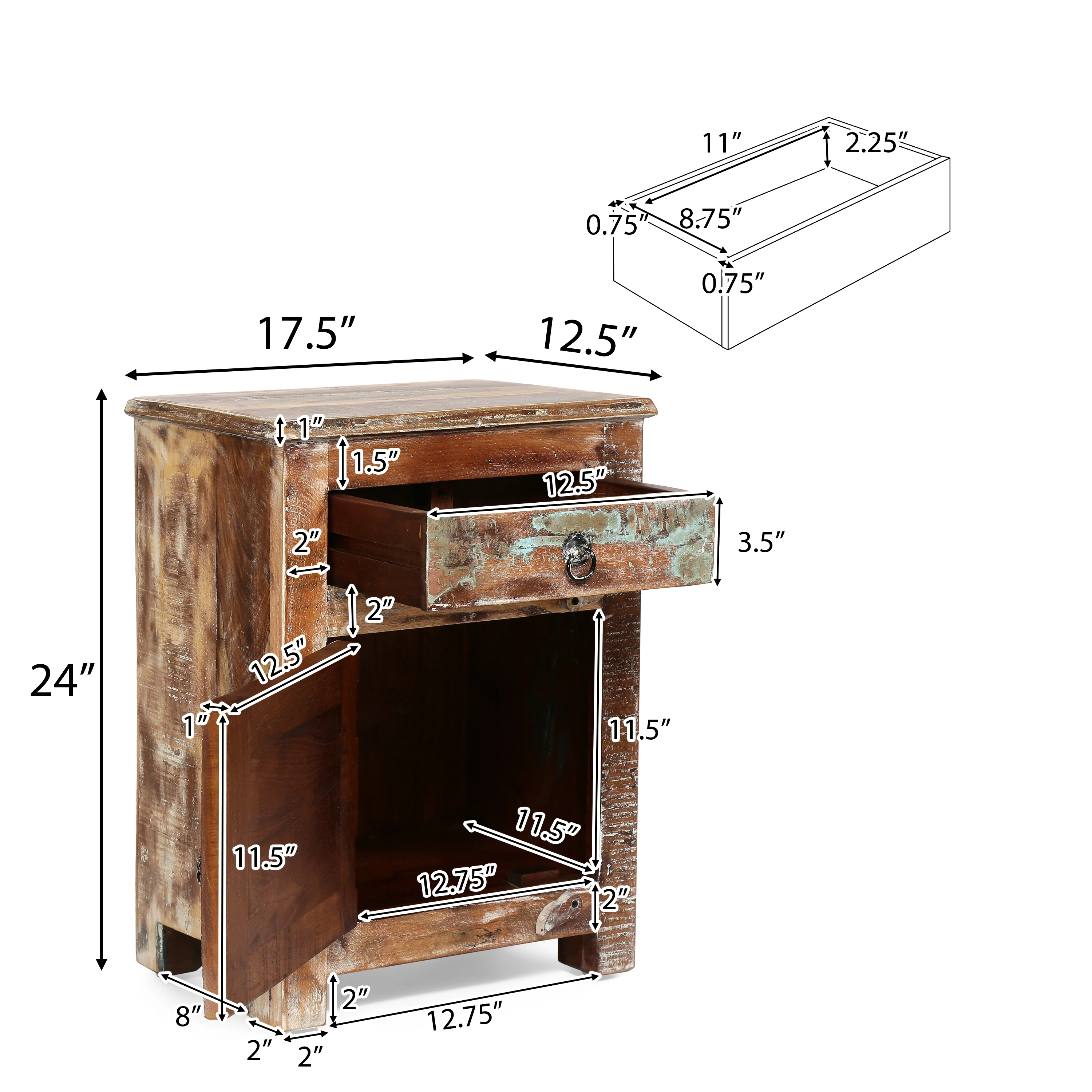 Screven Boho Handcrafted Wood Nightstand - furnishings