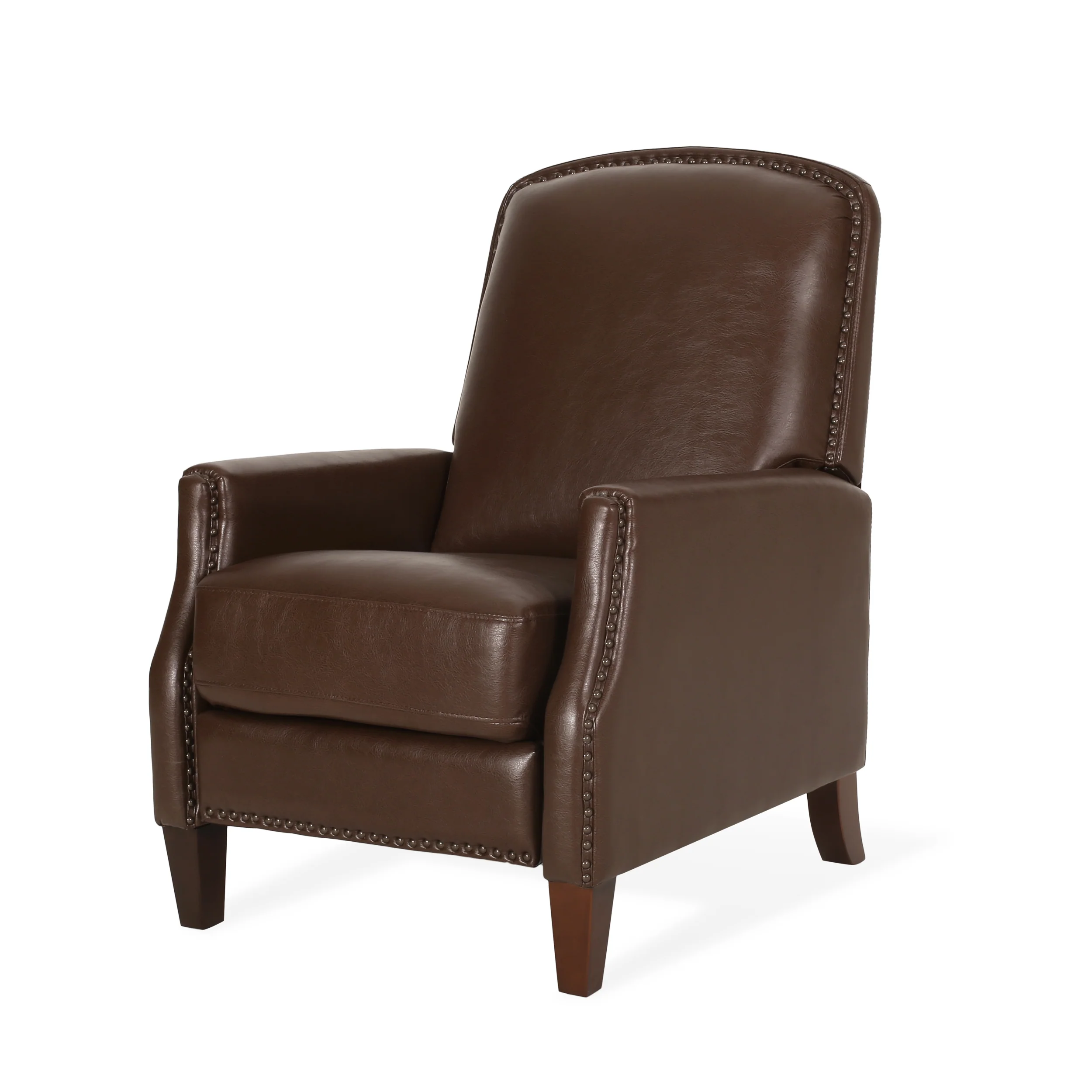 Breu Contemporary Upholstered Pushback Recliner with Nailhead Trim - furnishings