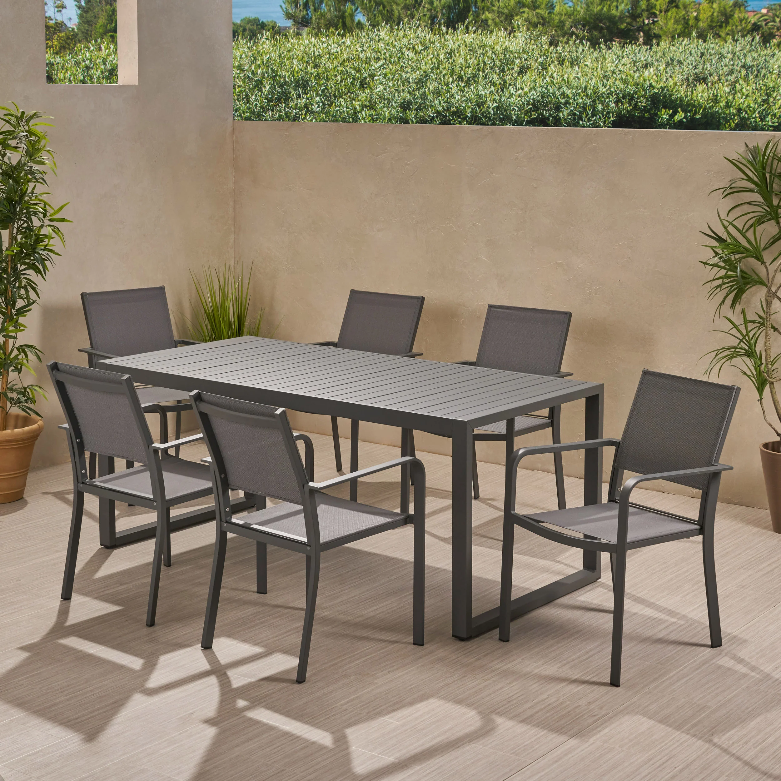 Maddi Outdoor 6 Seater Aluminum Dining Set - furnishings