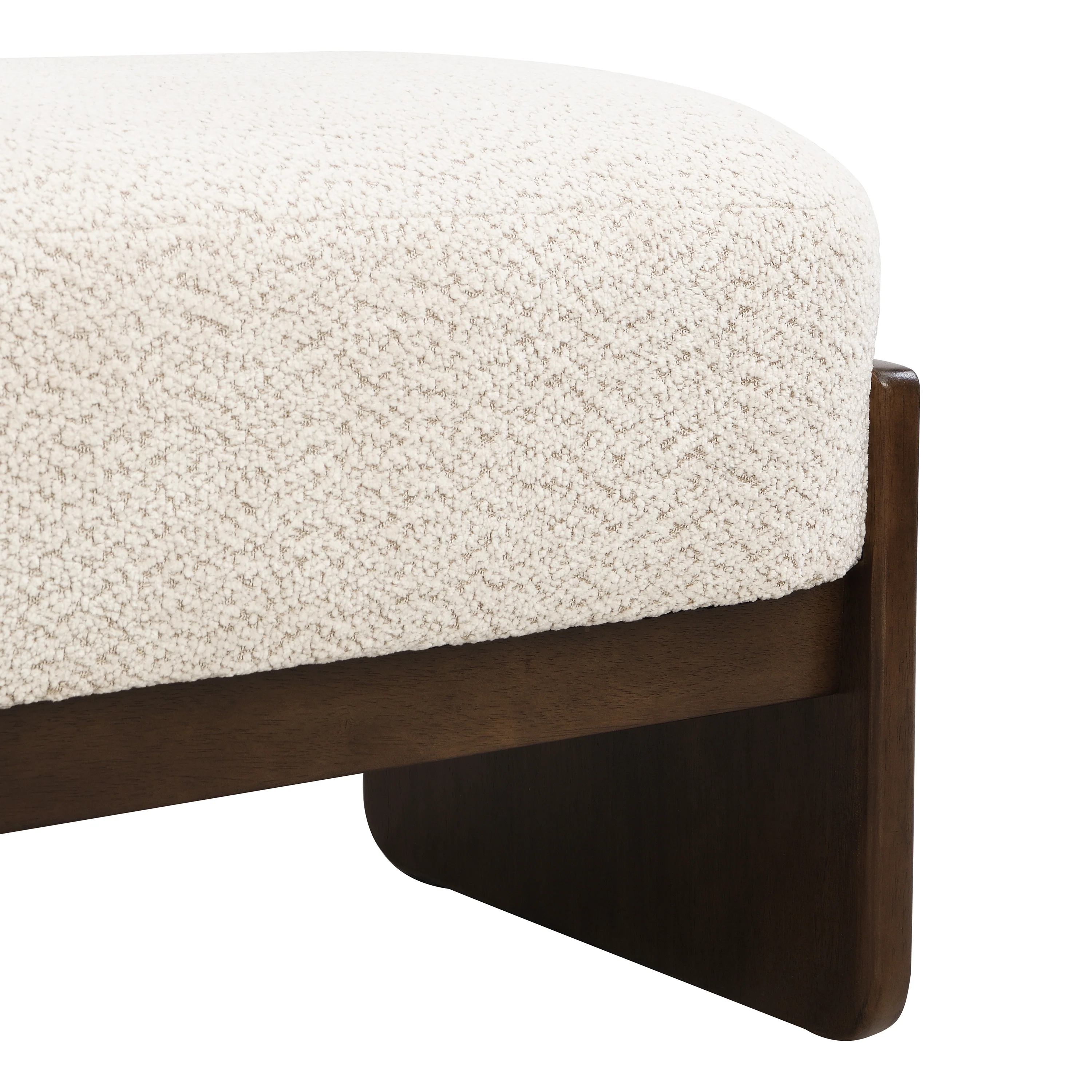 Sorena Modern Upholstered Loop Yarn Ottoman, Solid Wood - furnishings