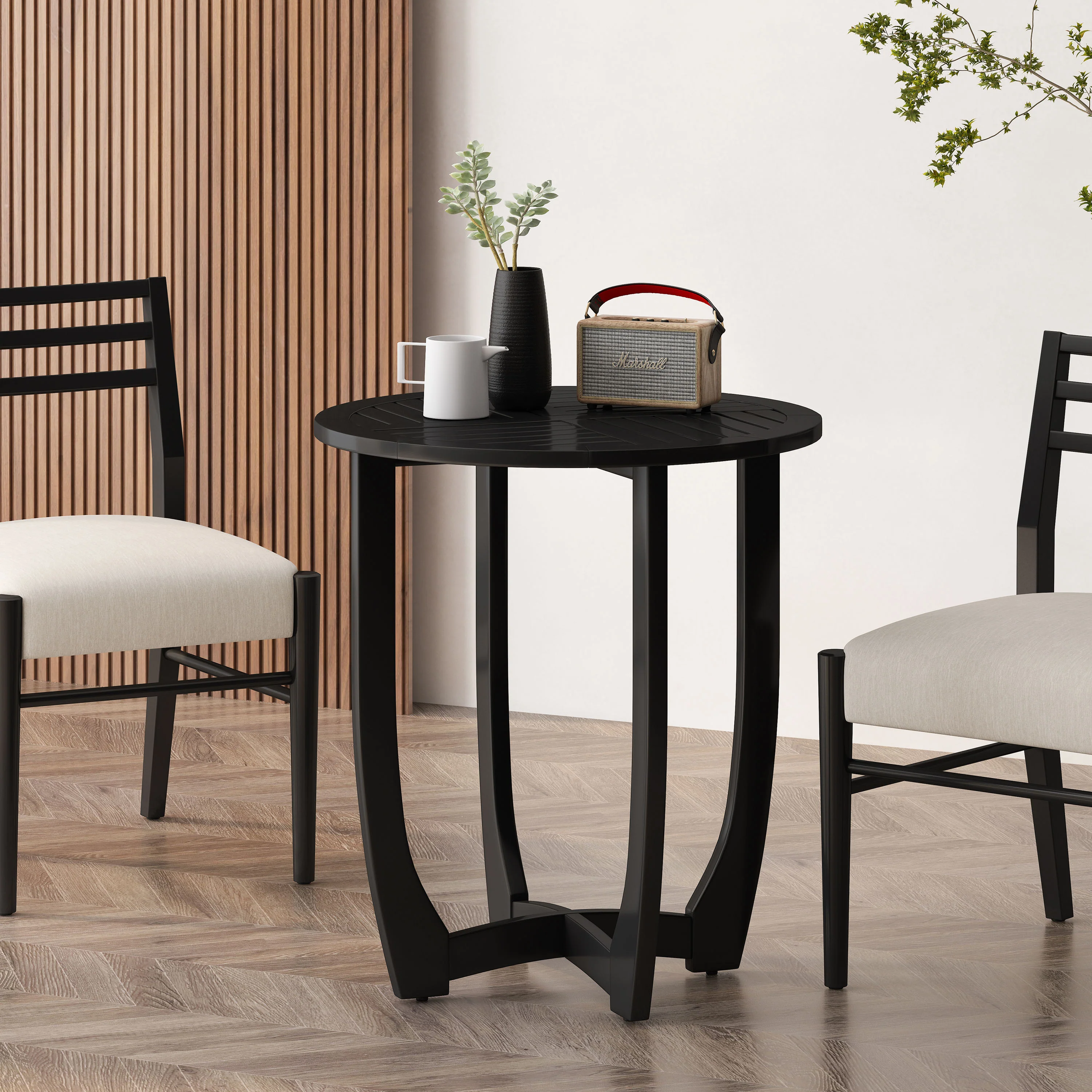 Tendoy Indoor/Outdoor Rustic Acacia Wood Dining Table, Black - furnishings