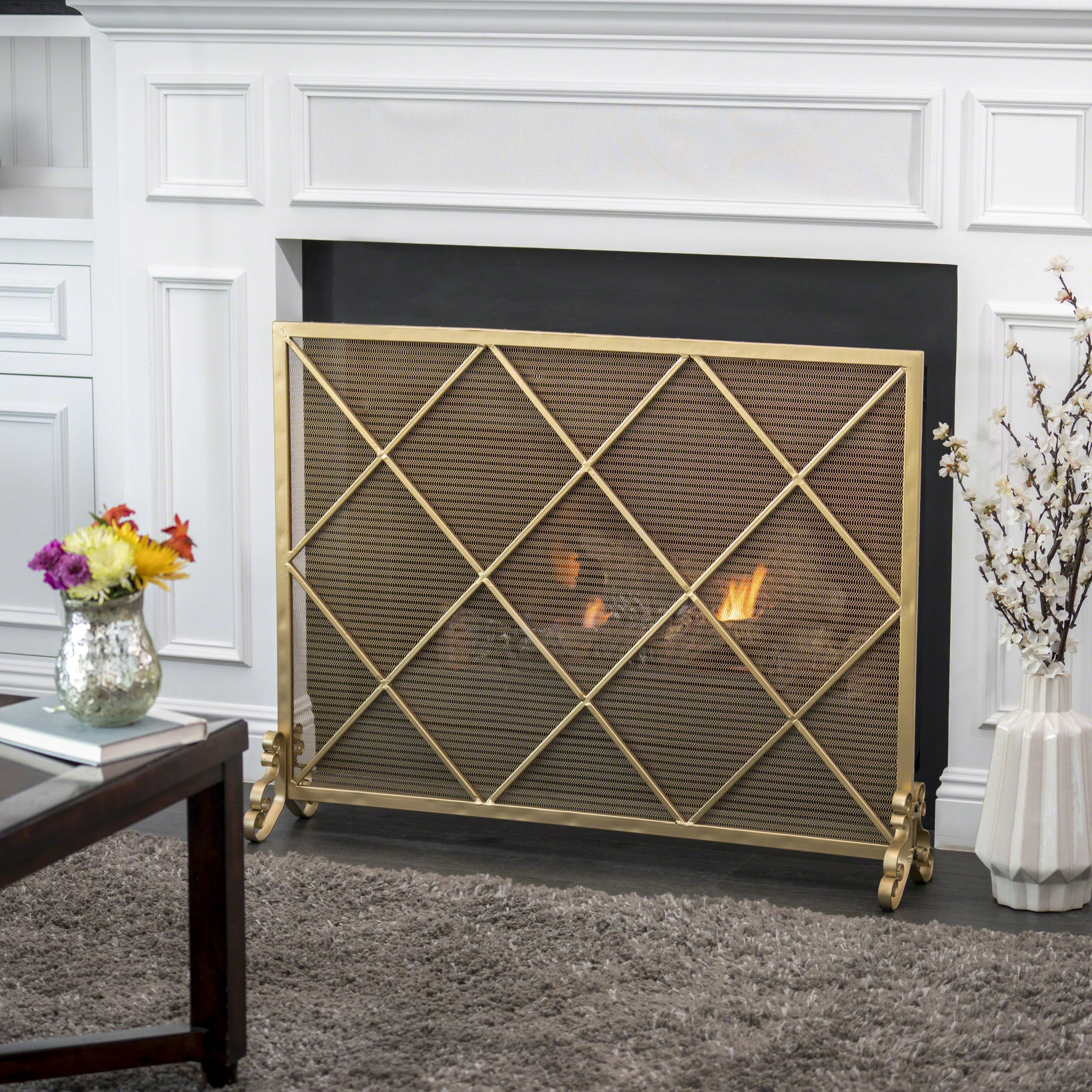 Hayden Single Panel Iron Fire Screen - furnishings