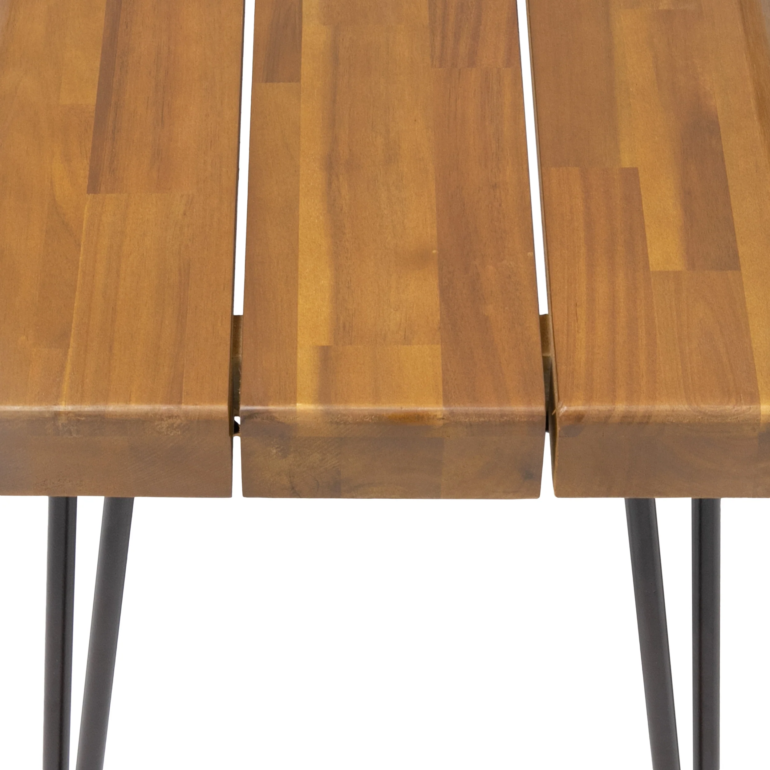 Zephyra Outdoor Modern Industrial 3 Piece Acacia Wood Picnic Dining Set with Metal Hairpin Legs - furnishings