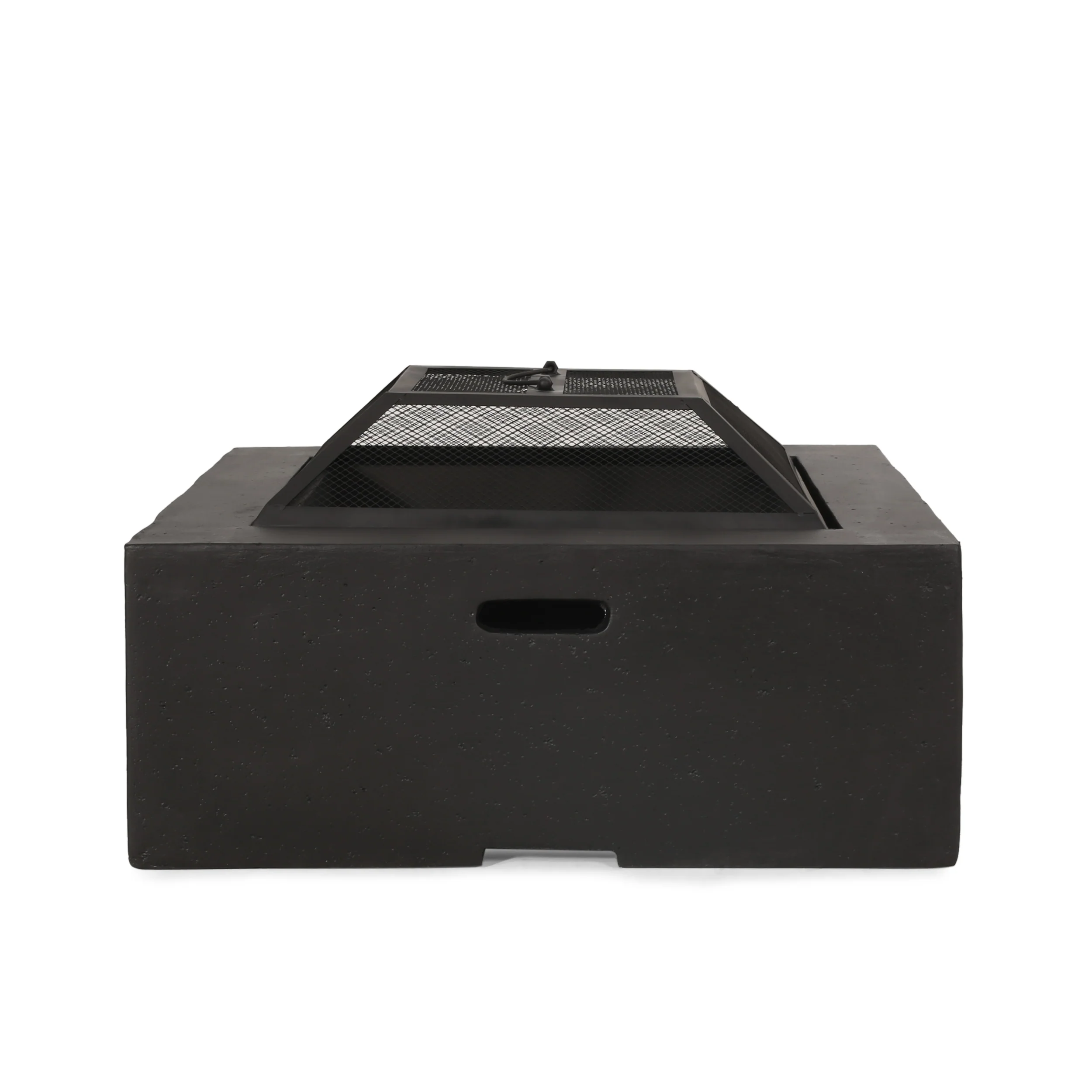 Aruda Outdoor Lightweight Concrete Wood Burning Square Fire Pit, Dark Gray - furnishings