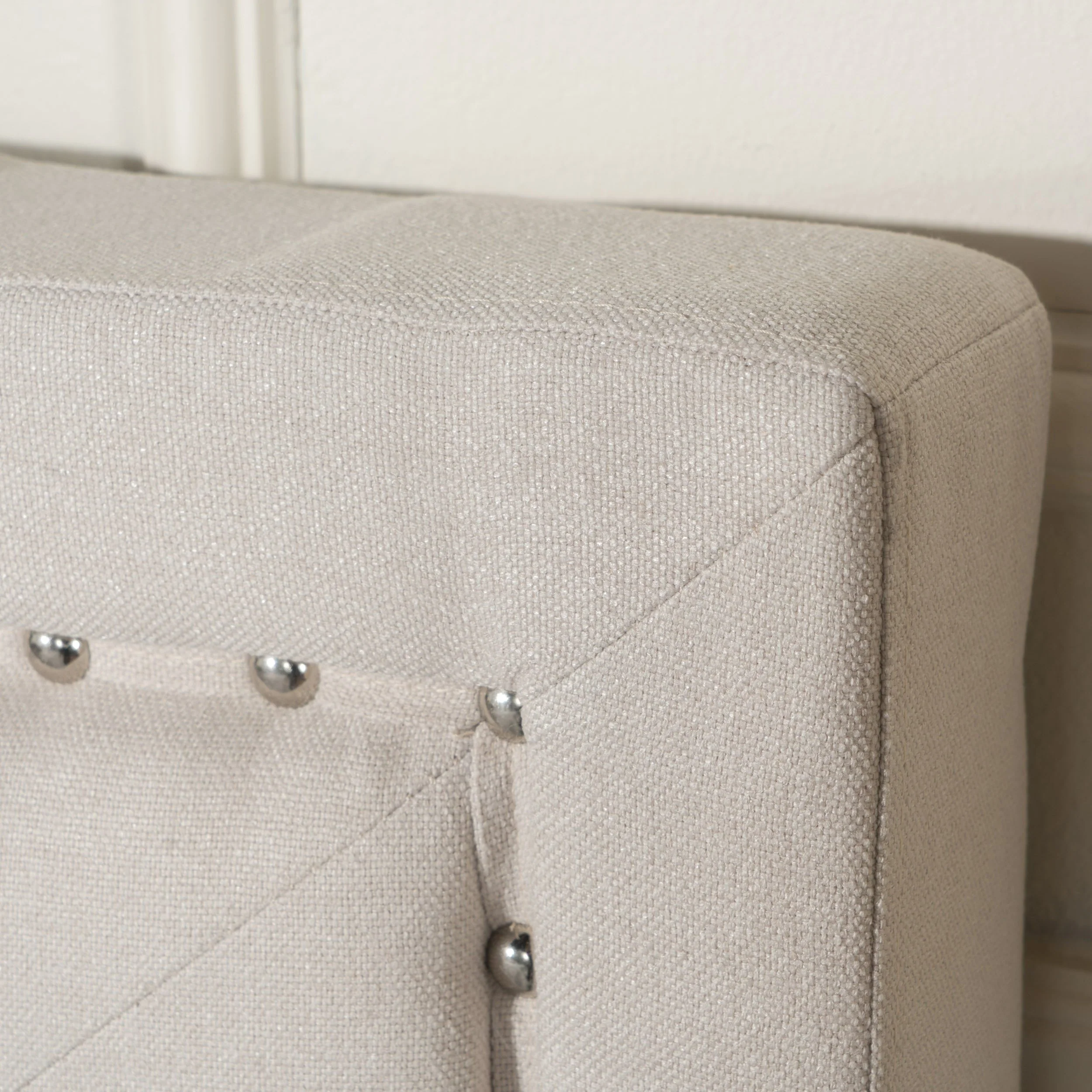 Dante Contemporary Upholstered Queen Bed Set with Nailhead Trim - furnishings