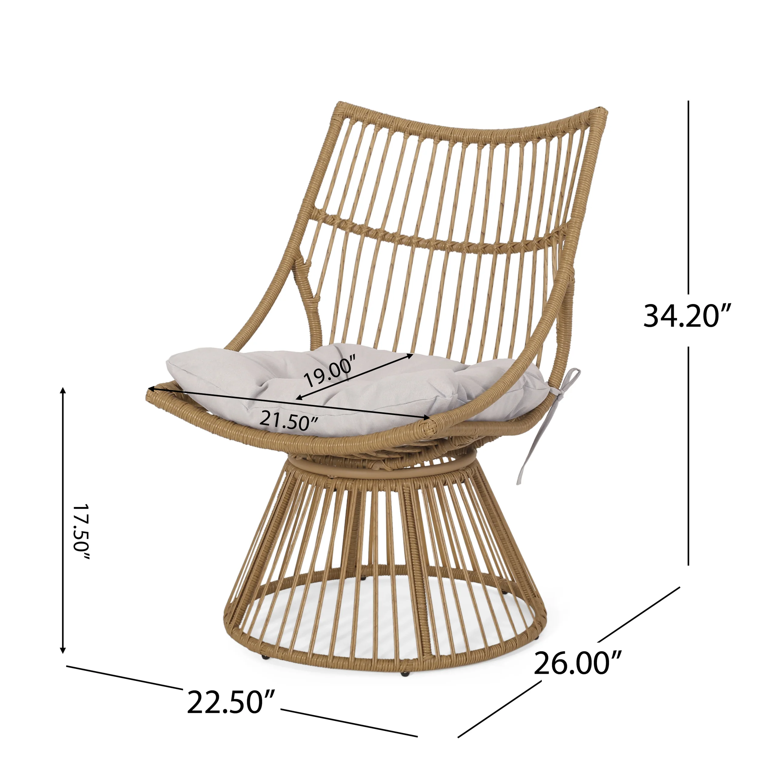 Apulia Outdoor Wicker Chair and Side Table Set with Cushion, Light Brown and Beige - furnishings