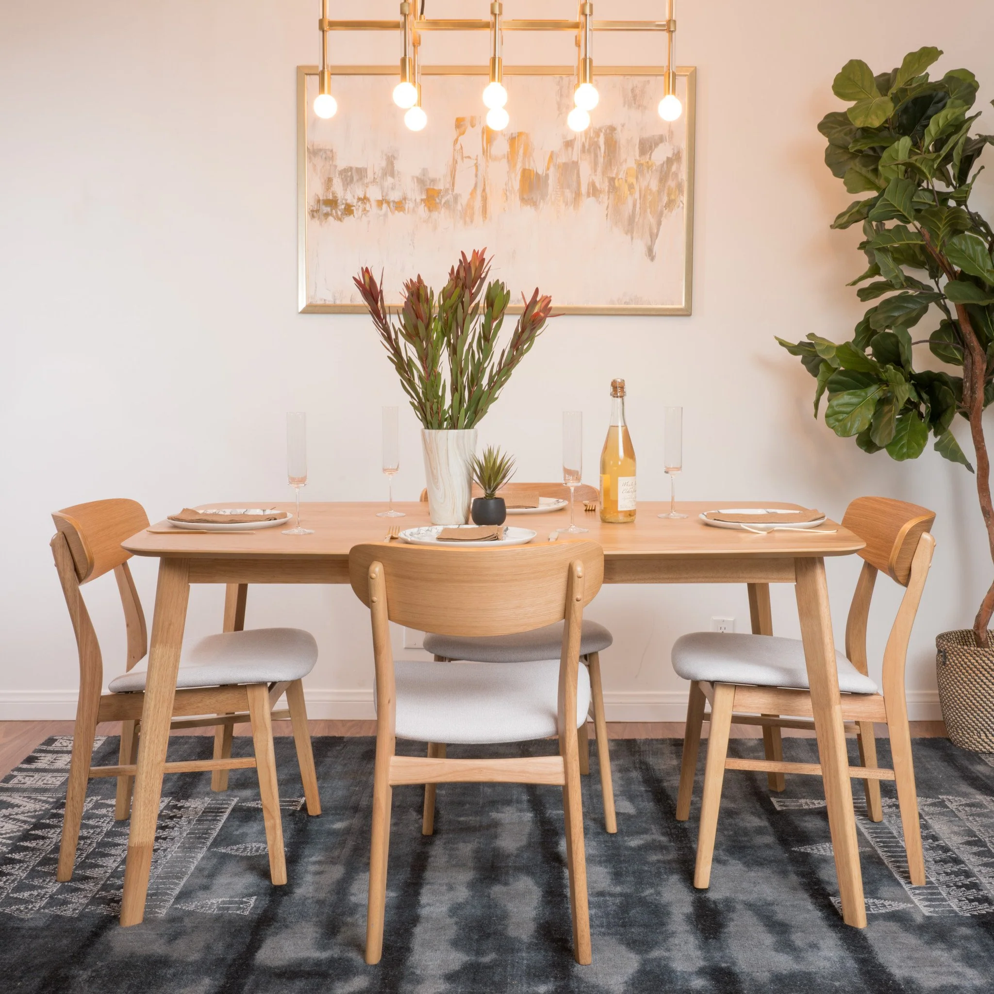 Lucille Mid-Century Modern 5 Piece Dining Set - furnishings