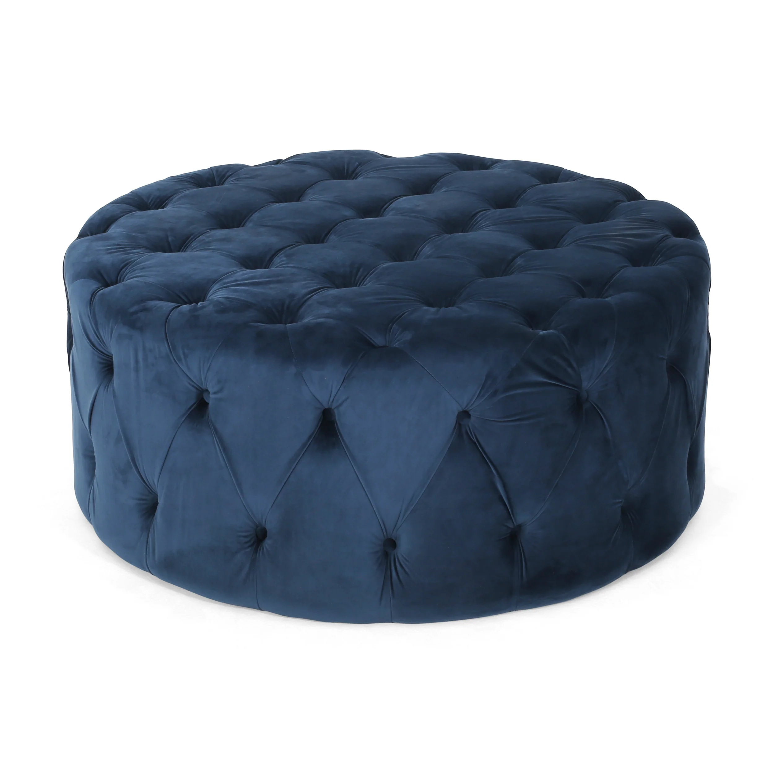 Kaung Modern Glam Round Tufted Velvet Ottoman Coffee Table - furnishings