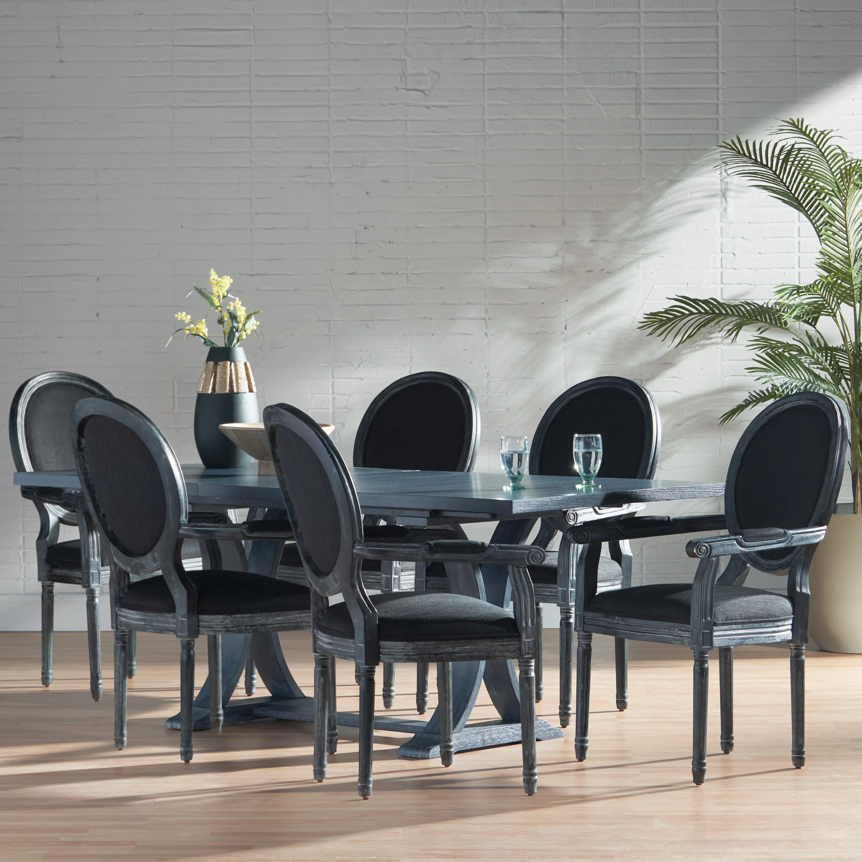 Aisenbrey French Country Wood 7-Piece Expandable Dining Set - furnishings