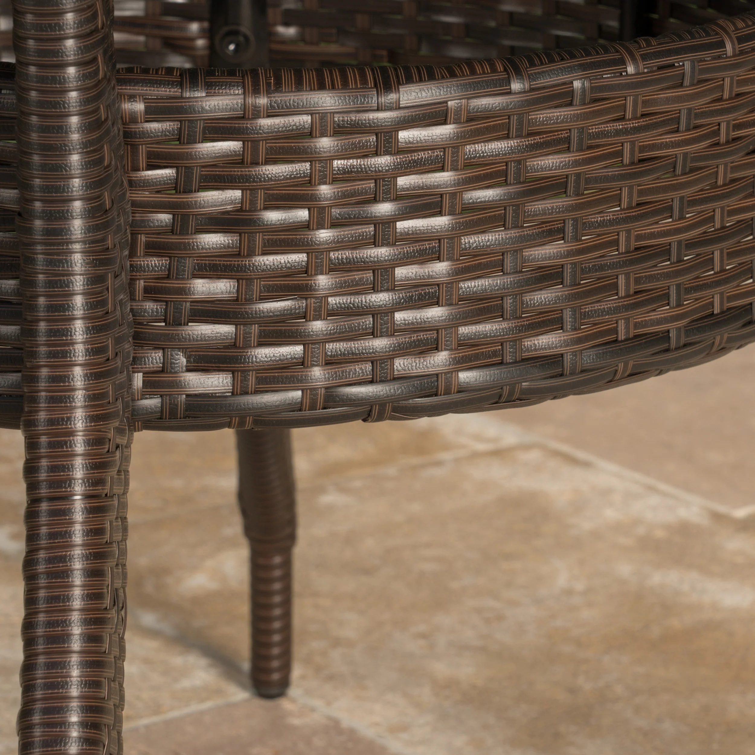 Rosy Outdoor 7 Piece Wicker Hexagon Dining Set with Stacking Chairs - furnishings