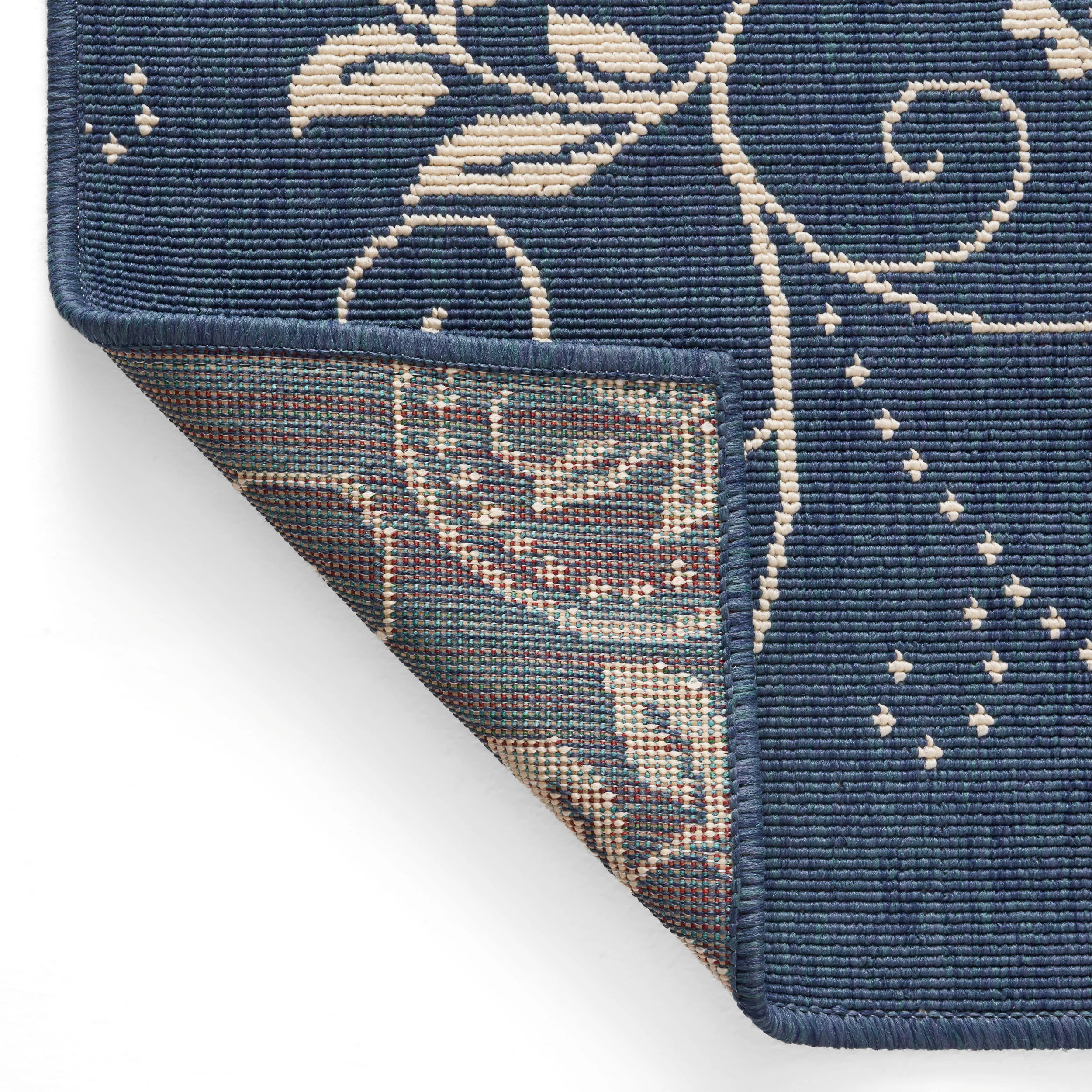 Bubles Outdoor Botanical Area Rug, Blue and Ivory - furnishings