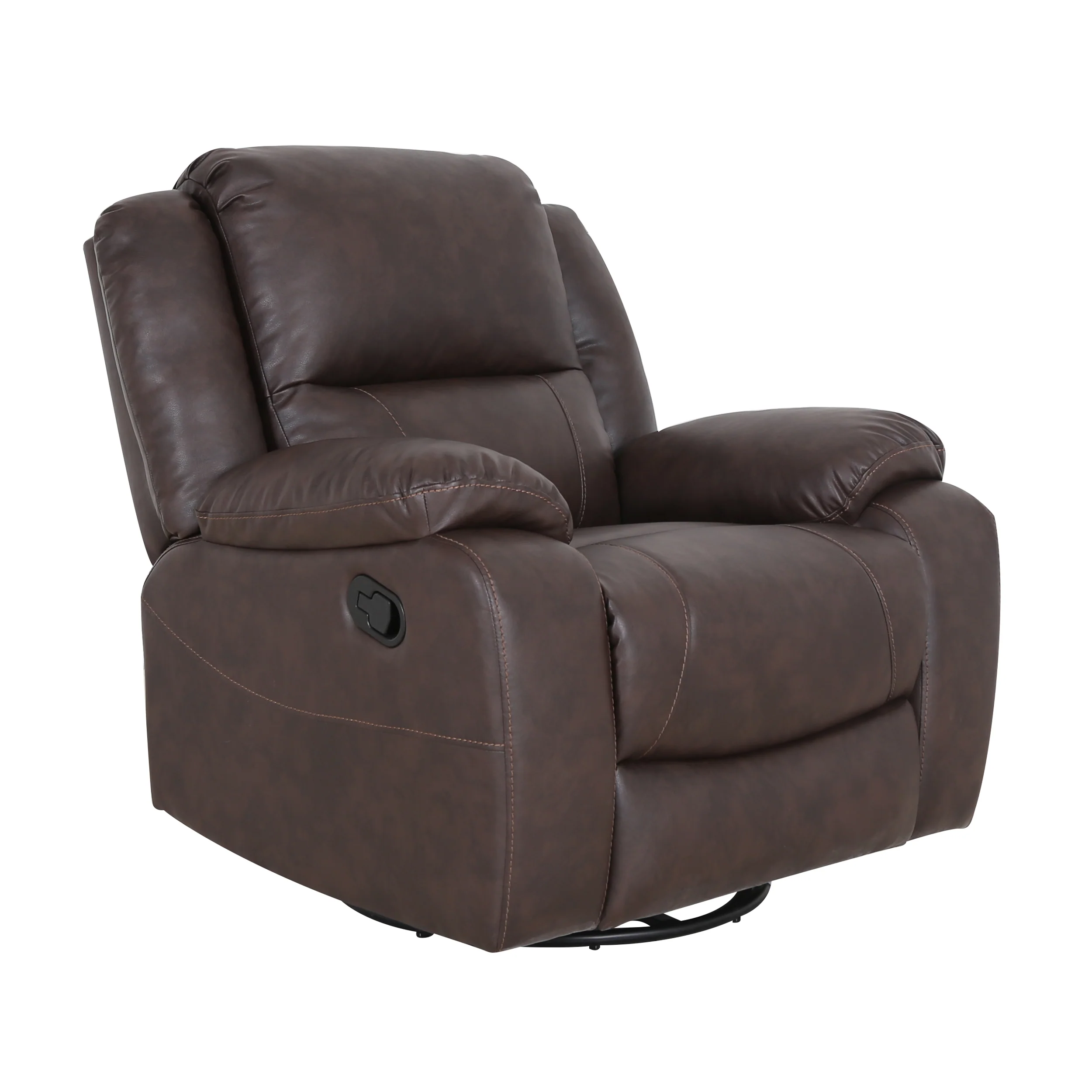 Flora Classic Tufted Leather Swivel Recliner, Dark Brown - furnishings