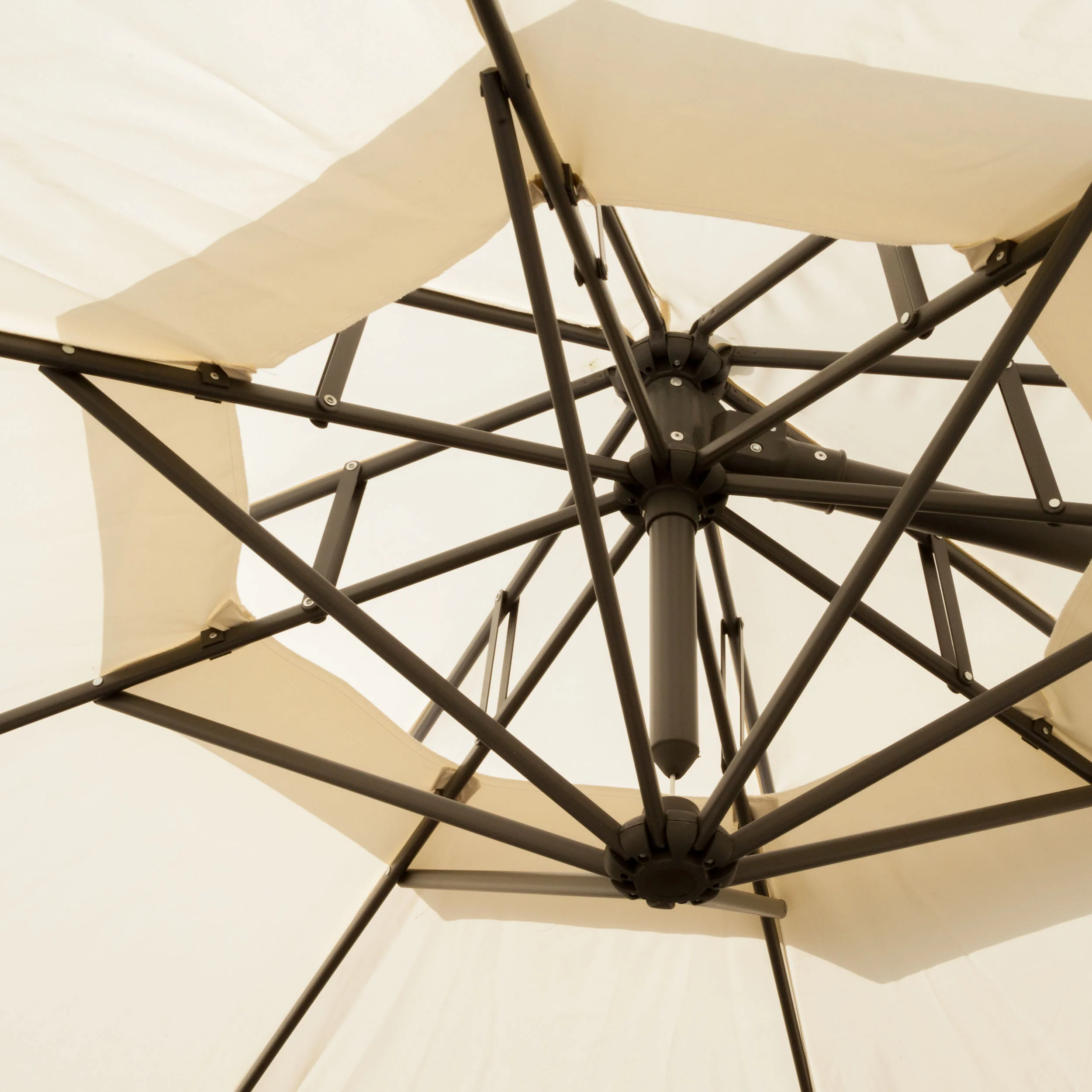 Tahiti Outdoor Beige Cantilever Patio Umbrella & Base - furnishings