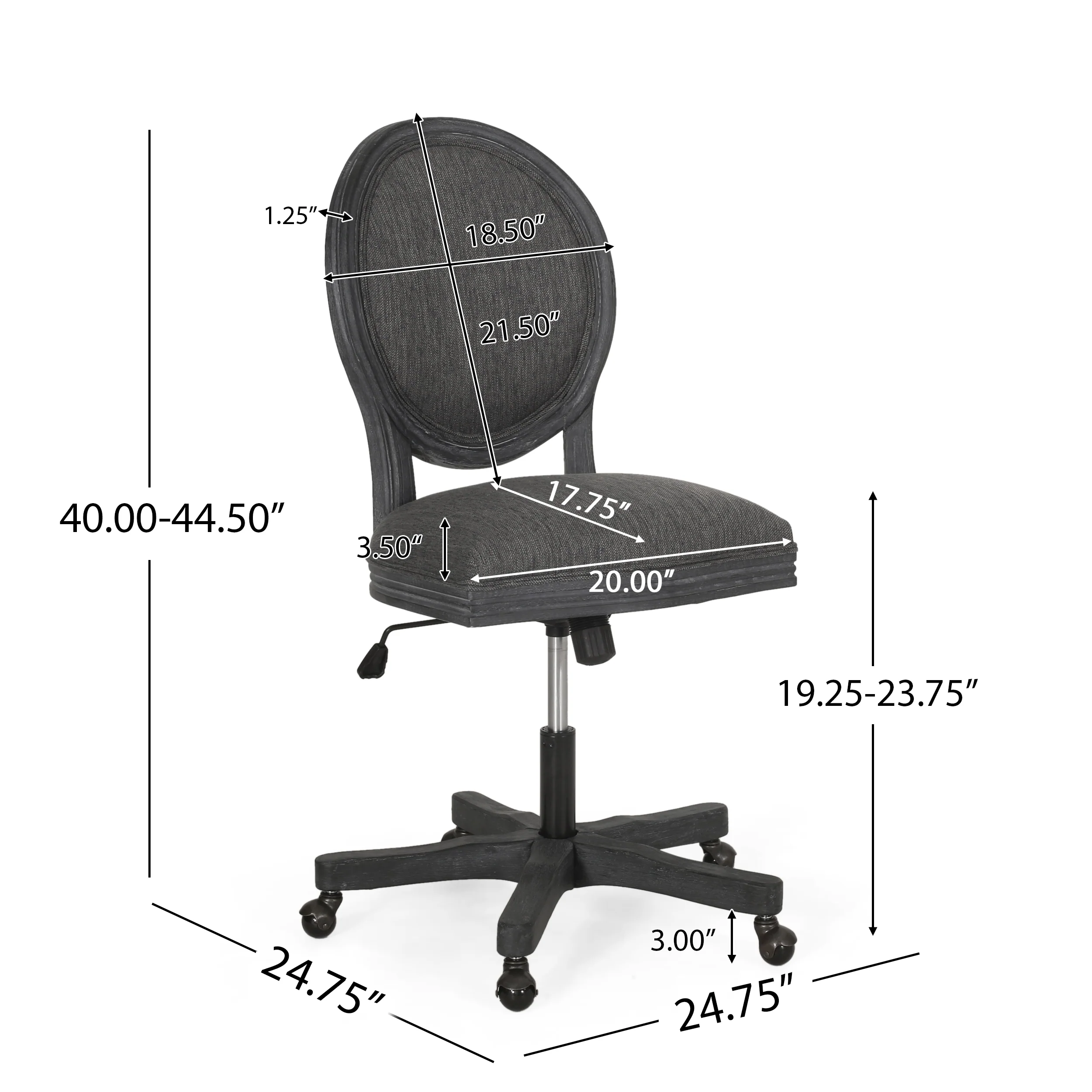 Westby French Country Upholstered Swivel Office Chair - furnishings