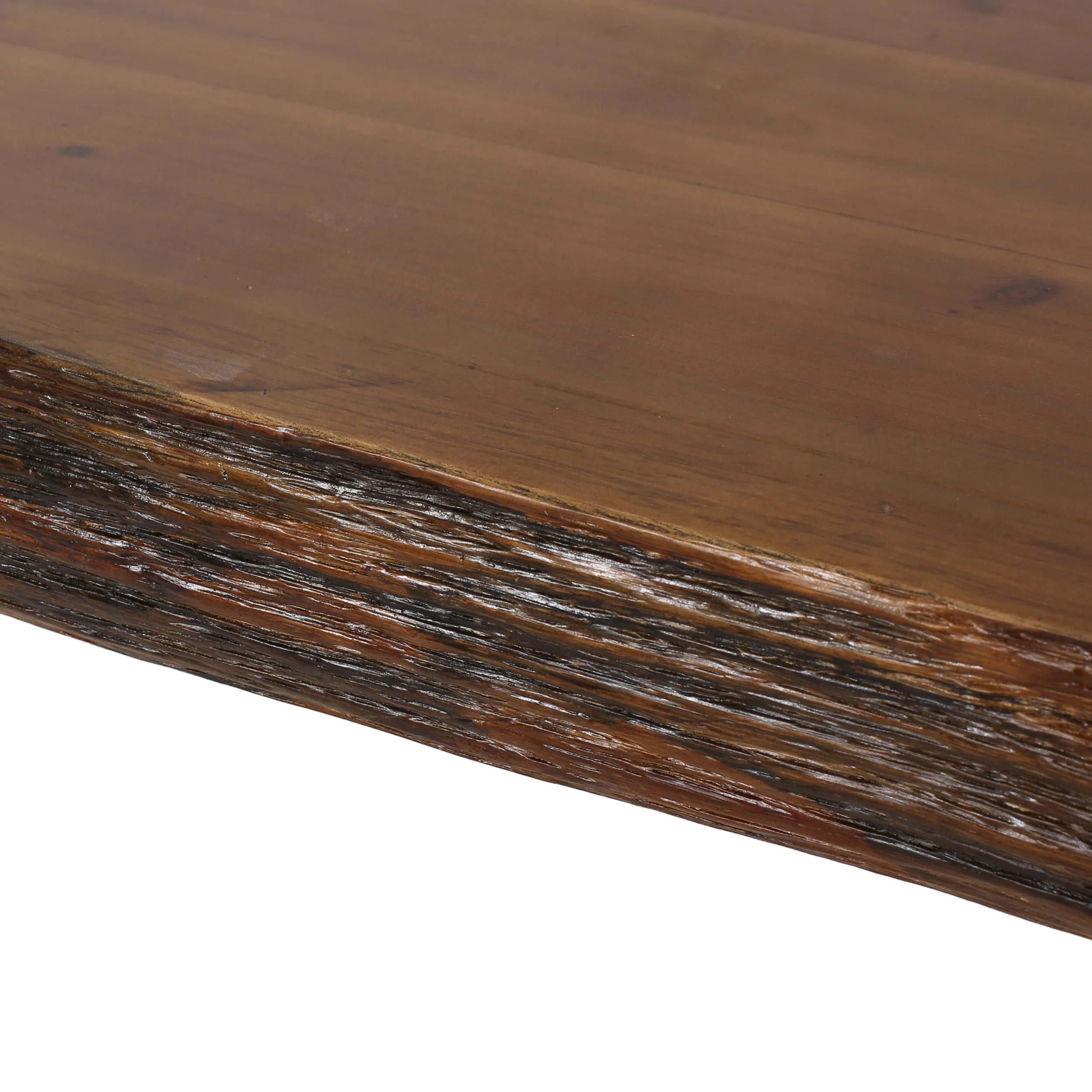 Kirkham Mid Century Natural Finish Faux Live Edge Firwood Desk Set - furnishings