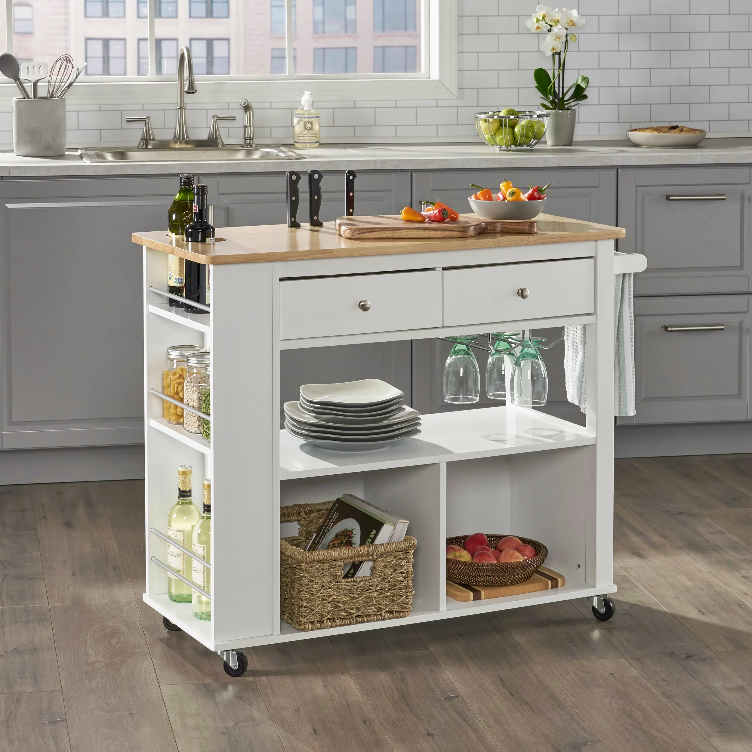 Julien Kitchen Cart with Wheels - furnishings