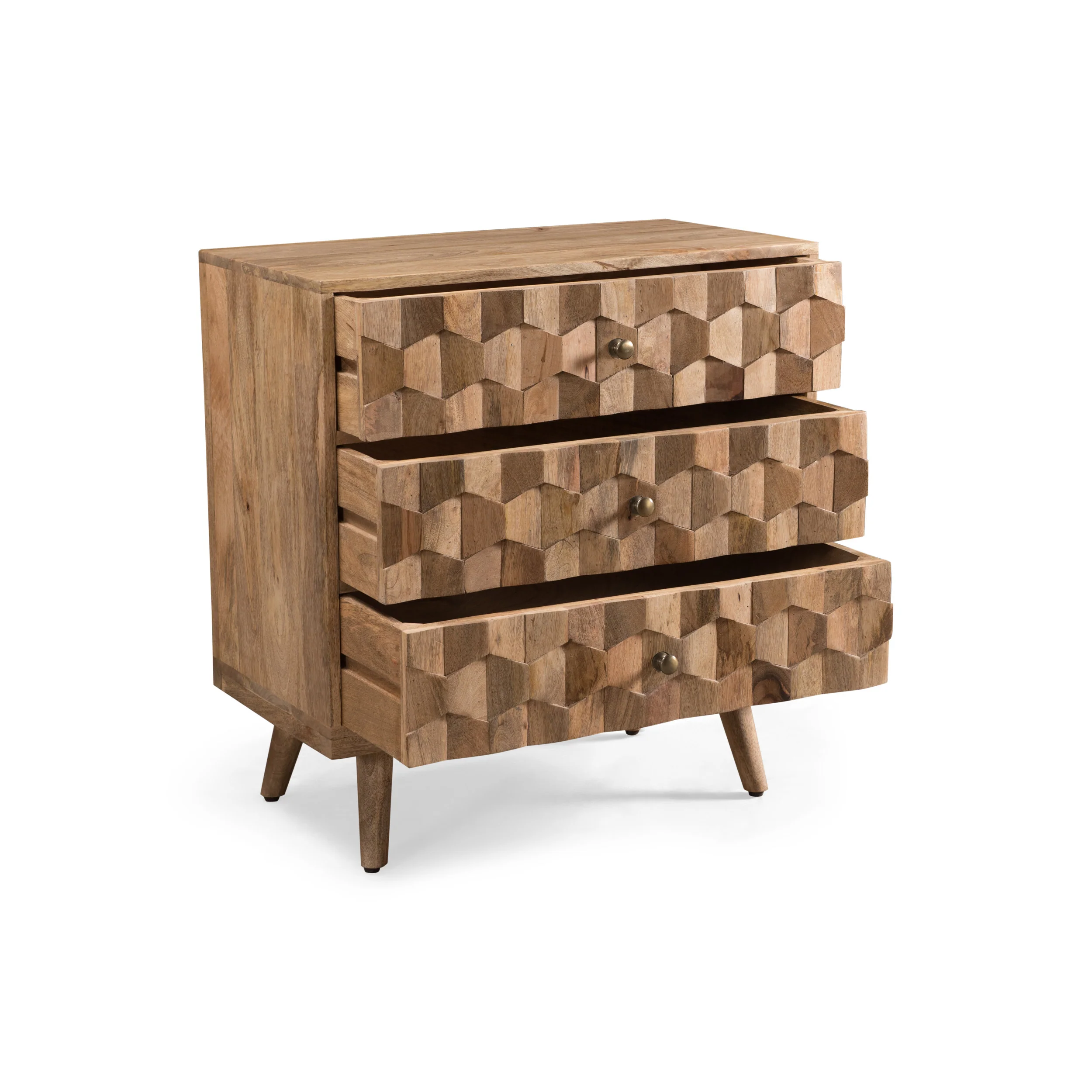 Poppy Mid-Century Modern Mango Wood 3 Drawer Chest - furnishings
