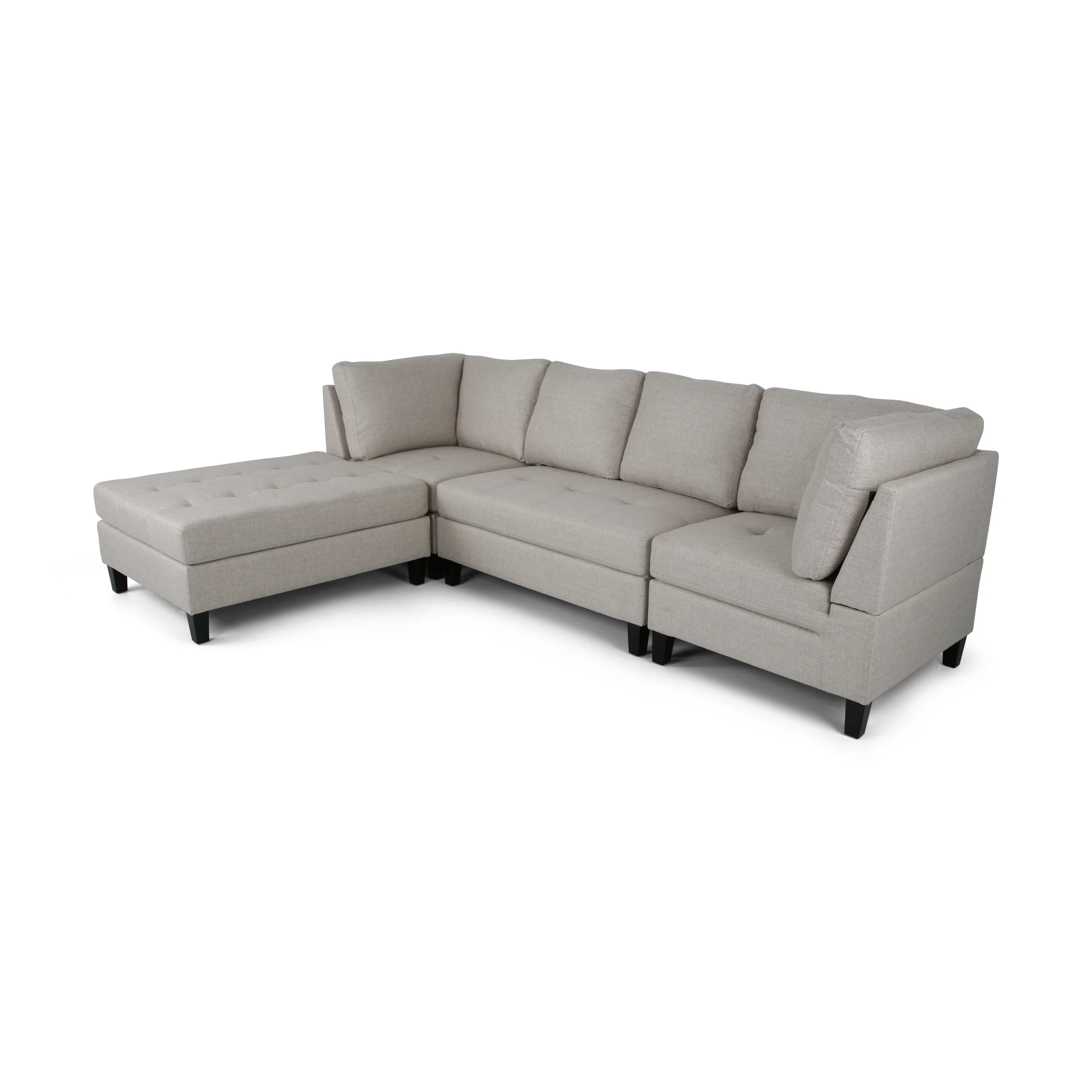 Daylon Contemporary Fabric Sectional Sofa with Ottoman - furnishings