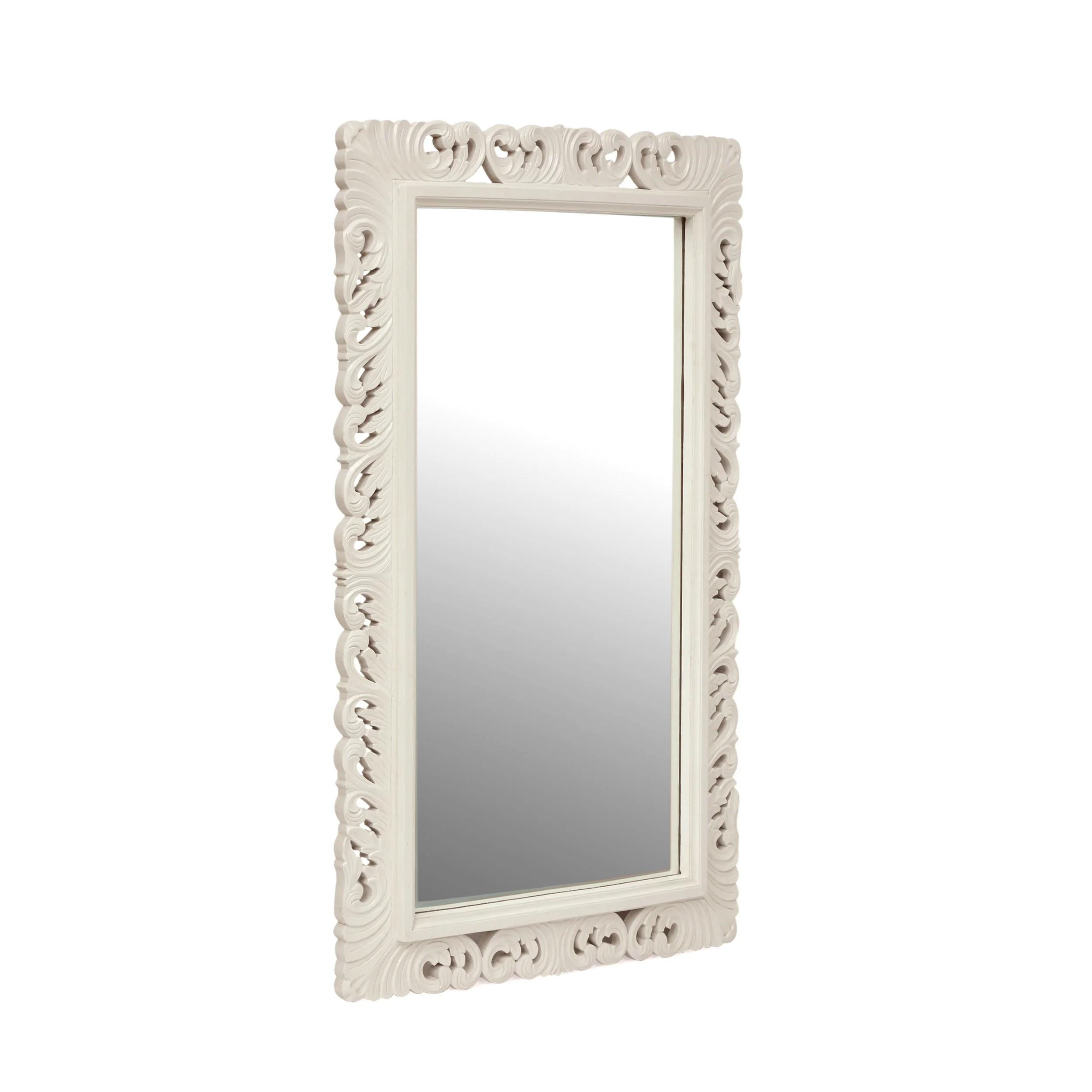 Negley Traditional Handcrafted Standing Mirror, White - furnishings