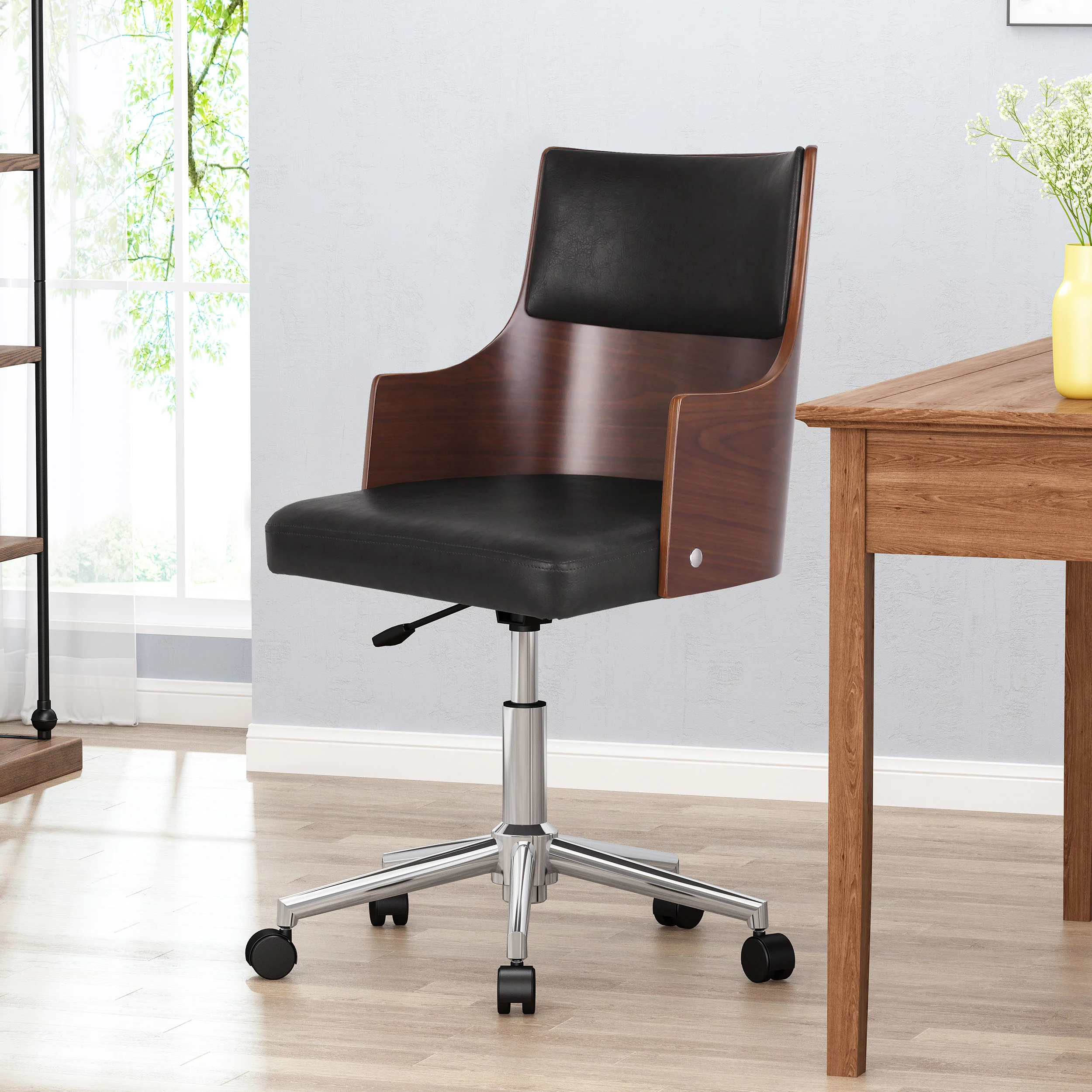 Arvilla Mid-Century Modern Upholstered Swivel Office Chair - furnishings