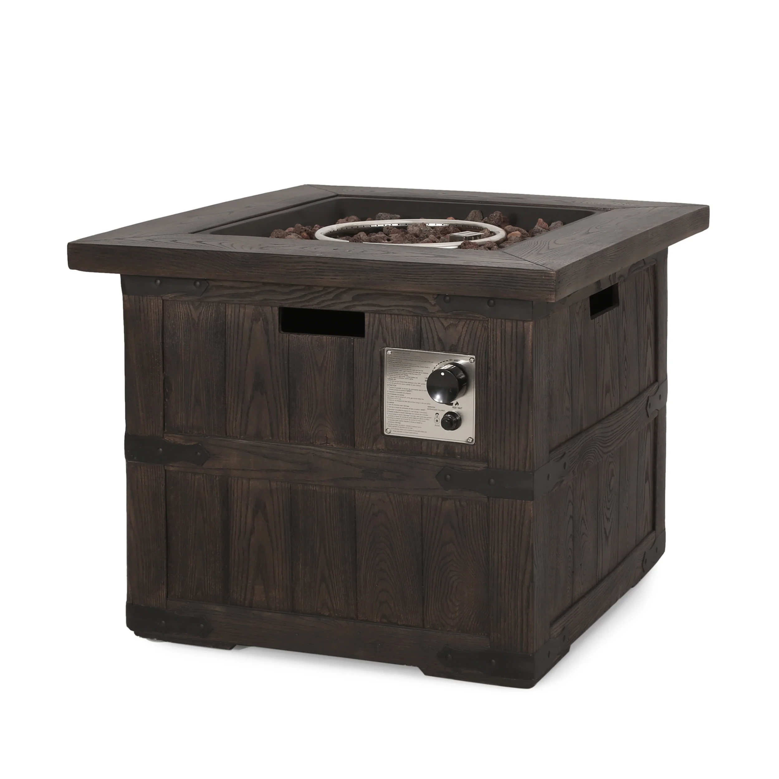 Steinaker Outdoor 40,000 BTU Lightweight Concrete Square Fire Pit - furnishings