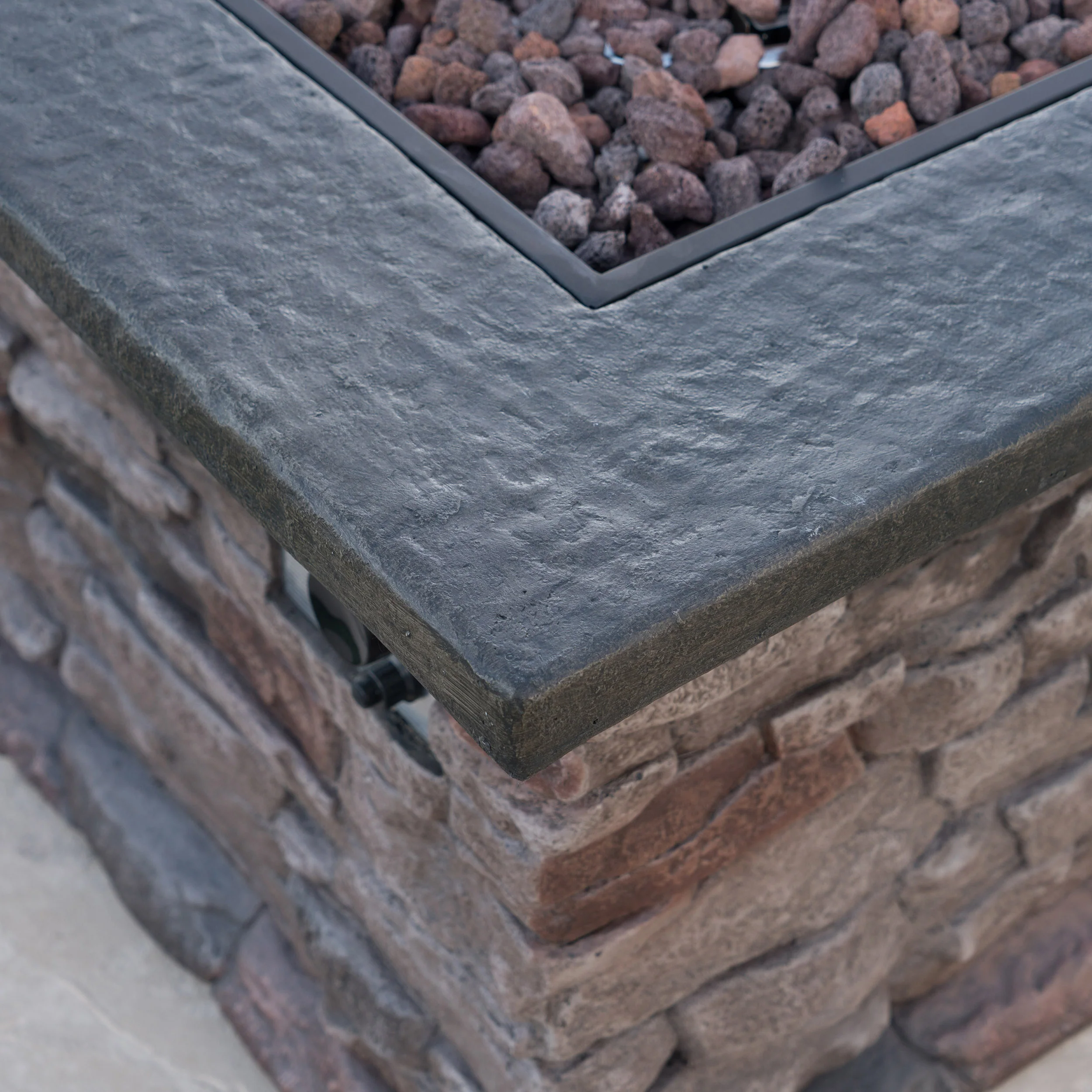 Stone Outdoor Natural Stone Finished Propane Fire Pit -- 40,000 BTU - furnishings