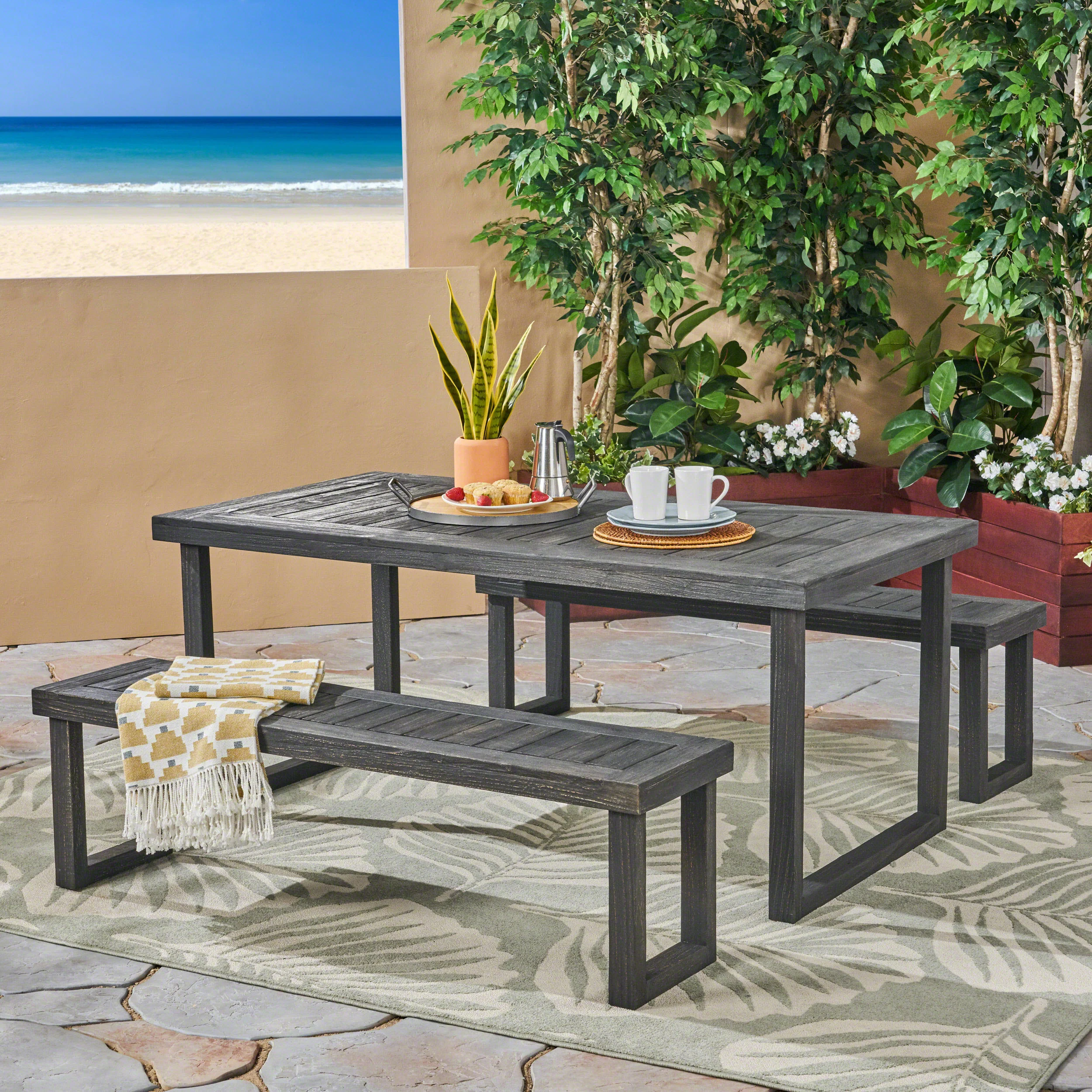 Vickers Outdoor Acacia Wood Picnic Set - furnishings