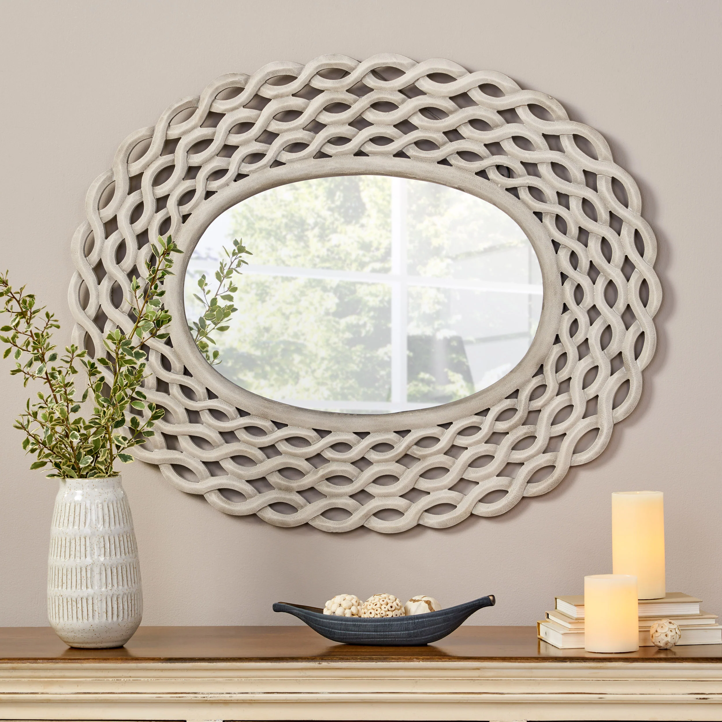 Hedy Modern Braided Weave Mirror - furnishings