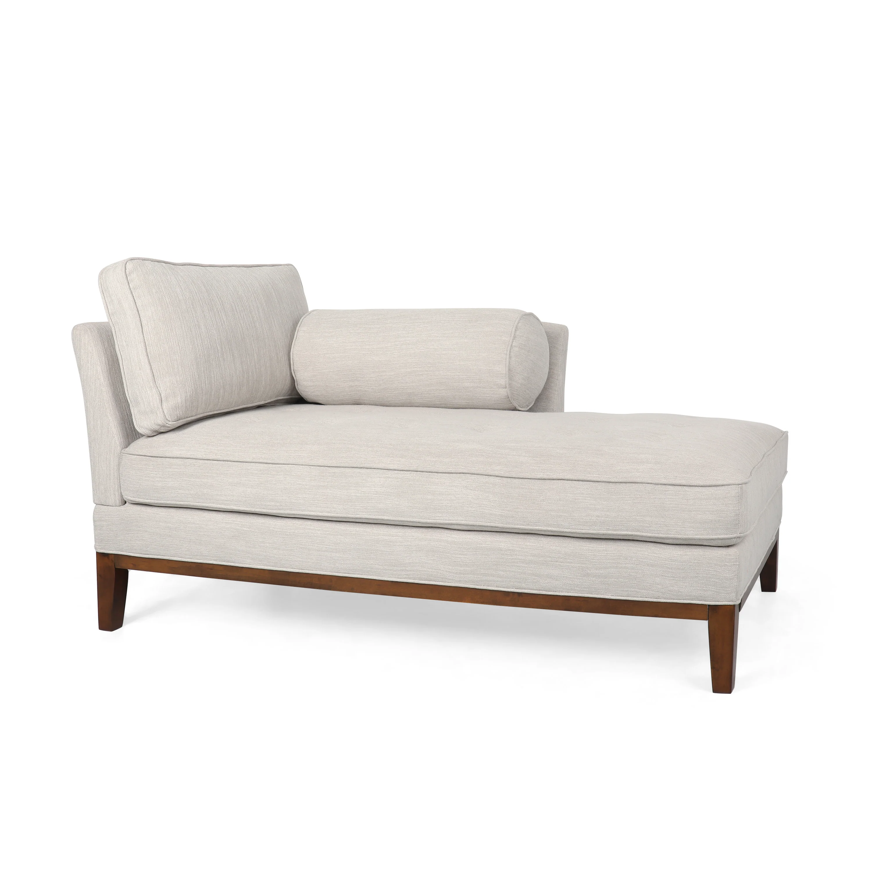Neel Contemporary Fabric Tufted Chaise Lounge with Bolster Pillow - furnishings