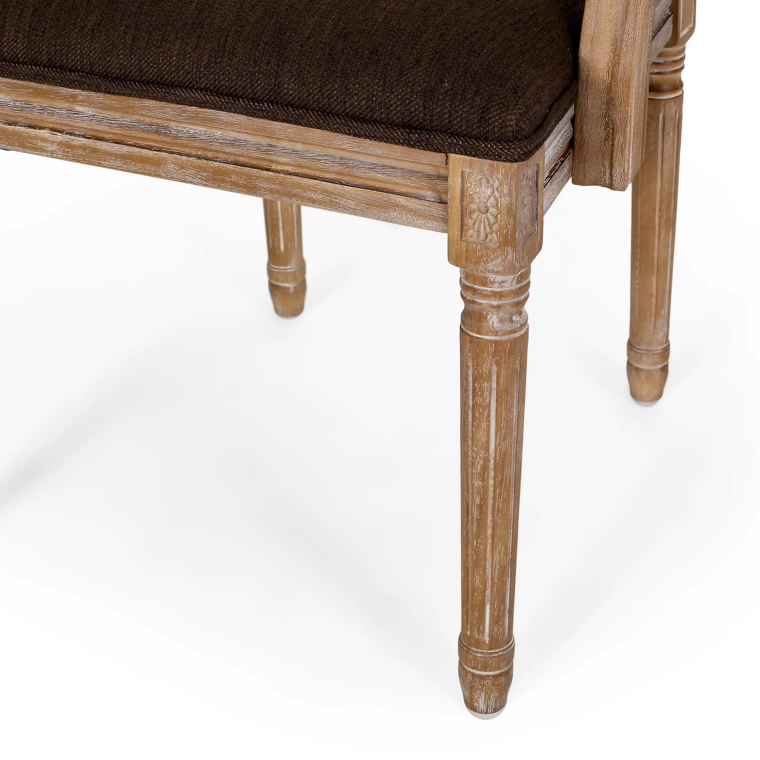 Joretta French Country Fabric Upholstered Wood and Cane 5 Piece Circular Dining Set - furnishings