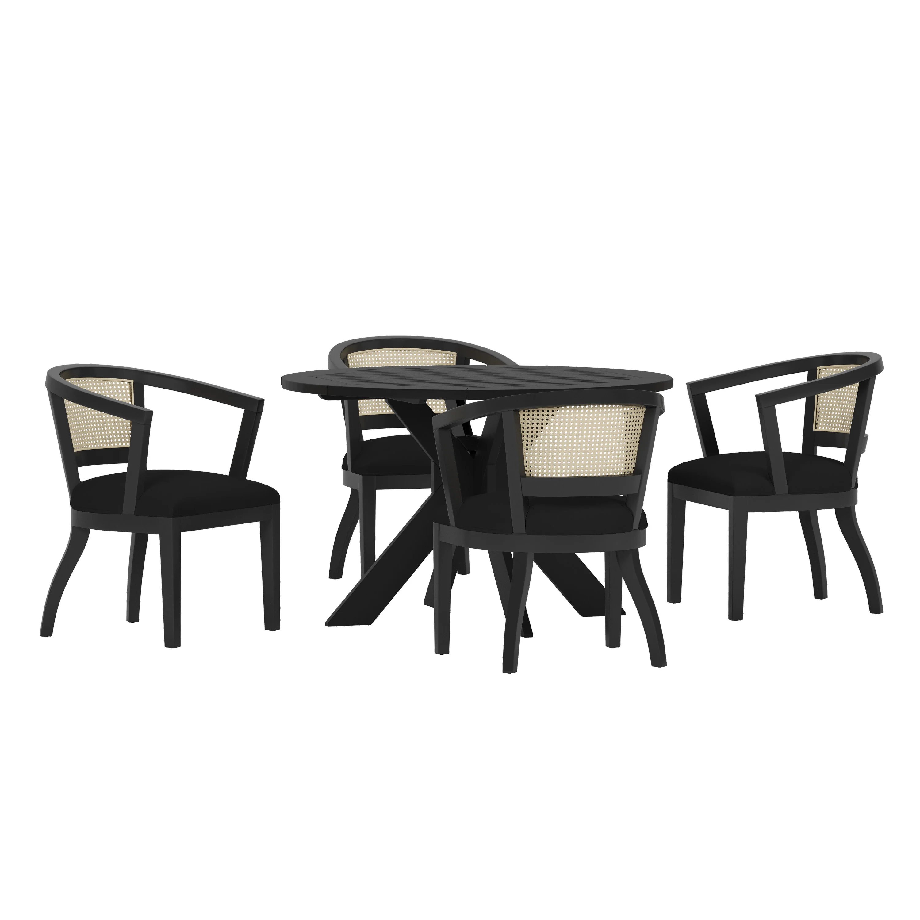 Bannock Contemporary Upholstered Wood and Cane 5 Piece Dining Set - furnishings