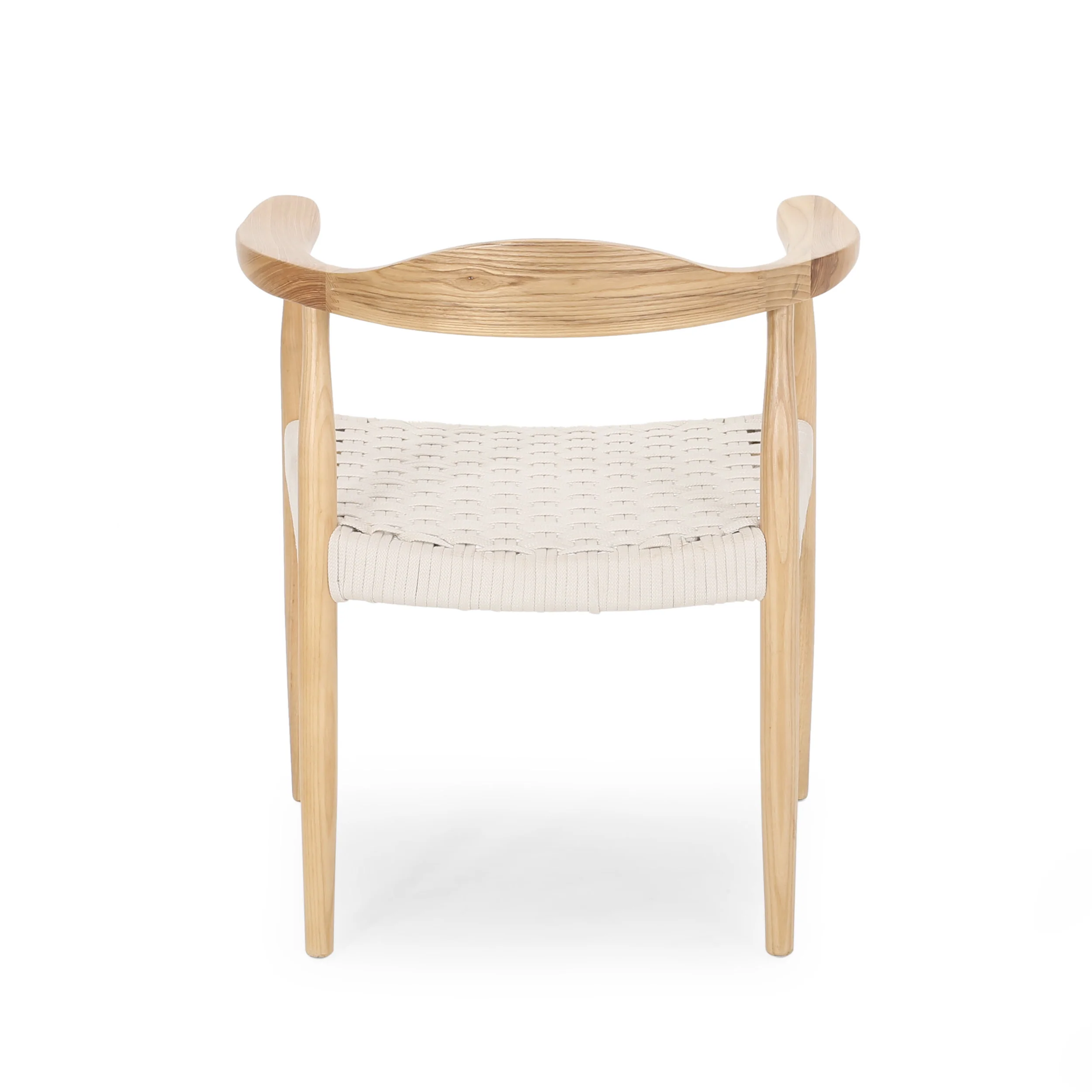 Leonela Mid-Century Modern Ash Wood Accent Chair with Olefin Rope Seat - furnishings