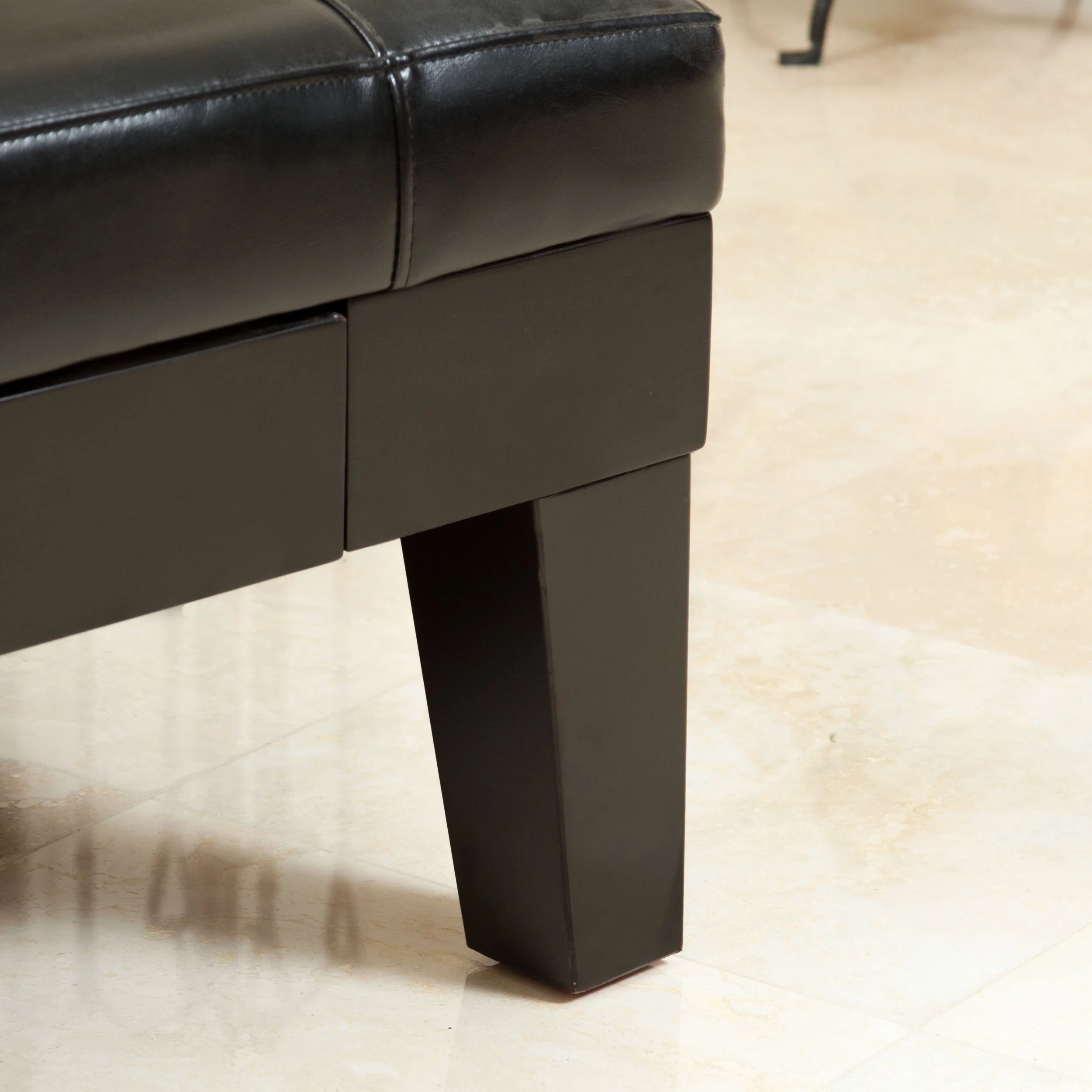 Tucson Contemporary Tufted Leather Storage Ottoman Table with Drawer - furnishings