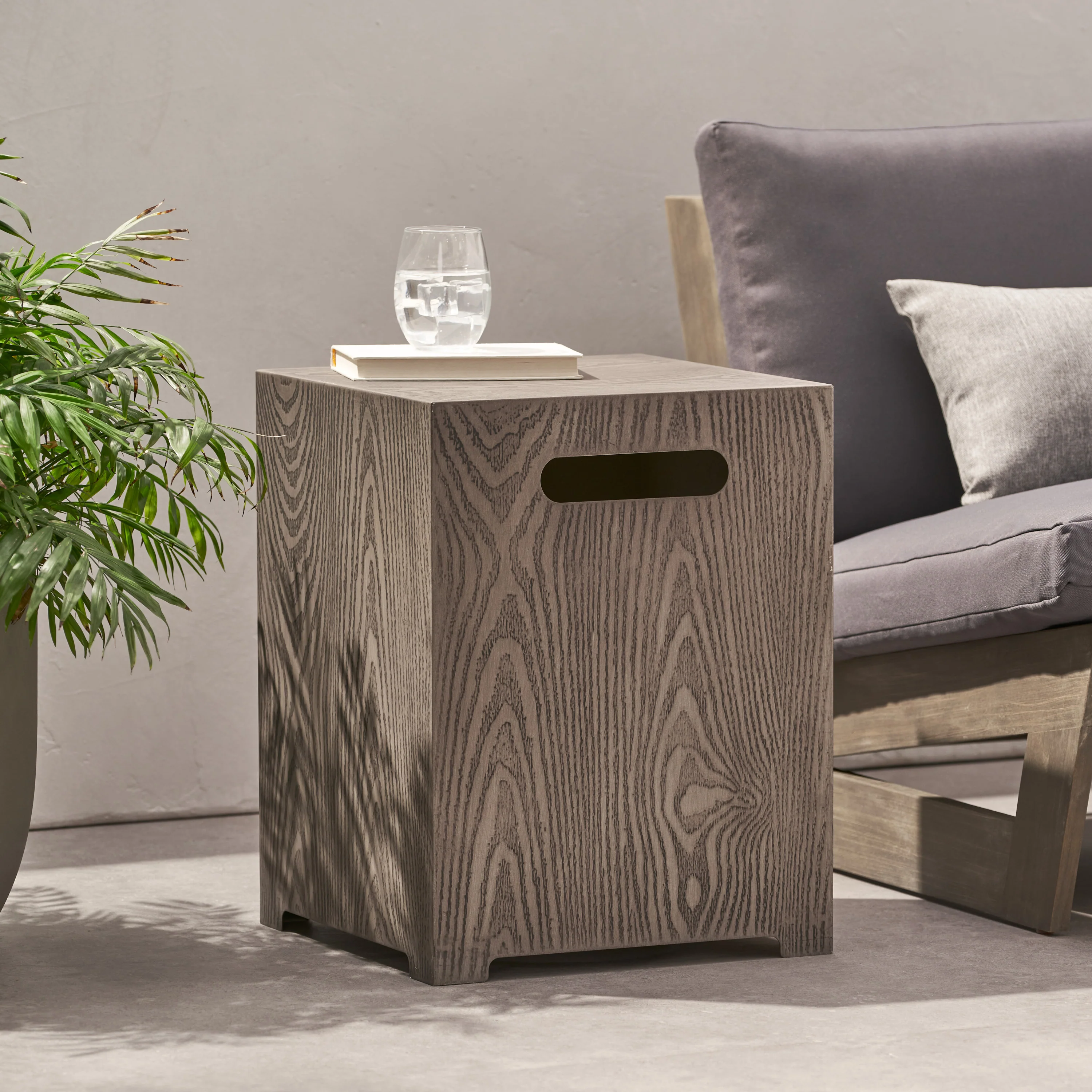 Jasmine Outdoor Metal Tank Holder Side Table - furnishings