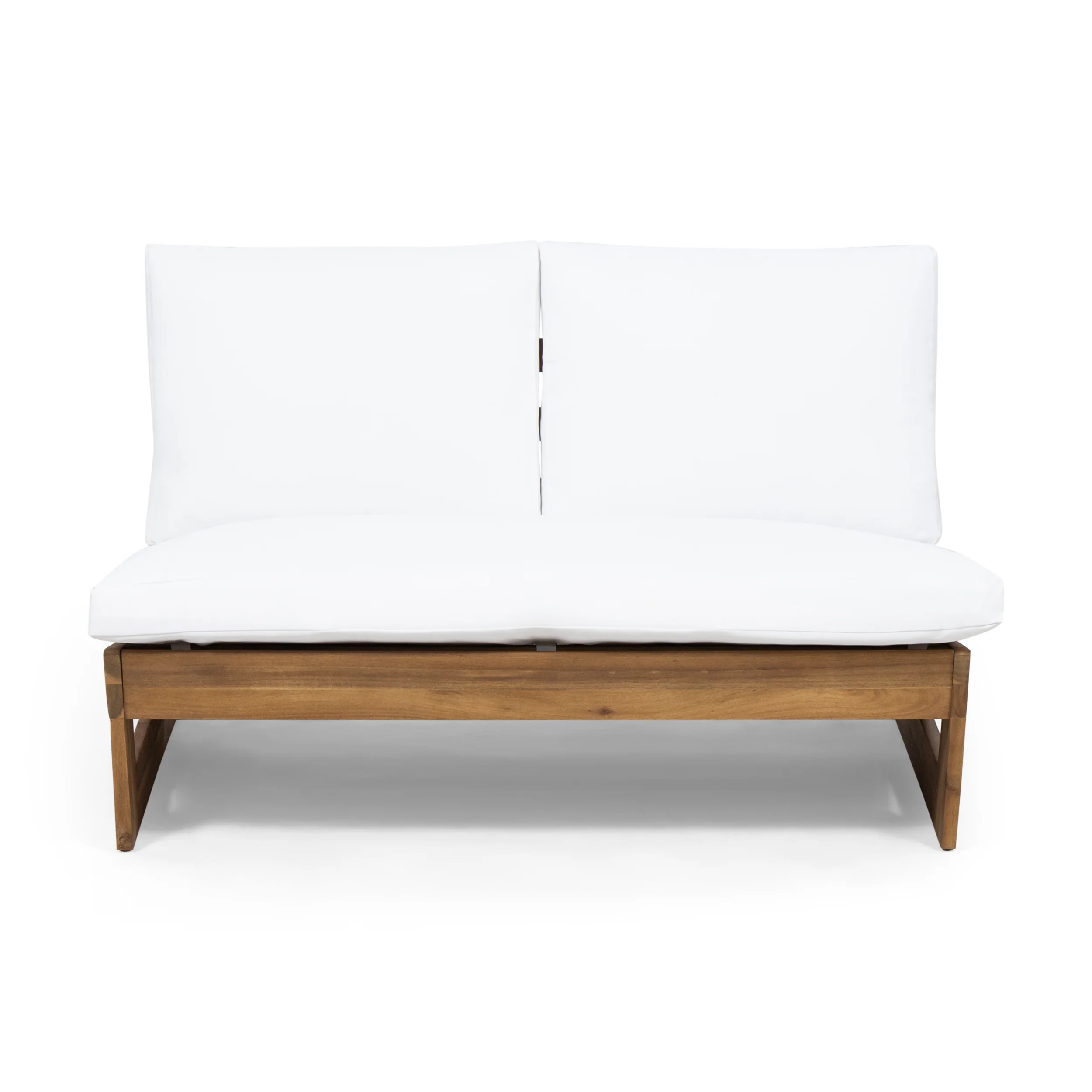 Emma Outdoor Acacia Wood Loveseat with Cushions - furnishings