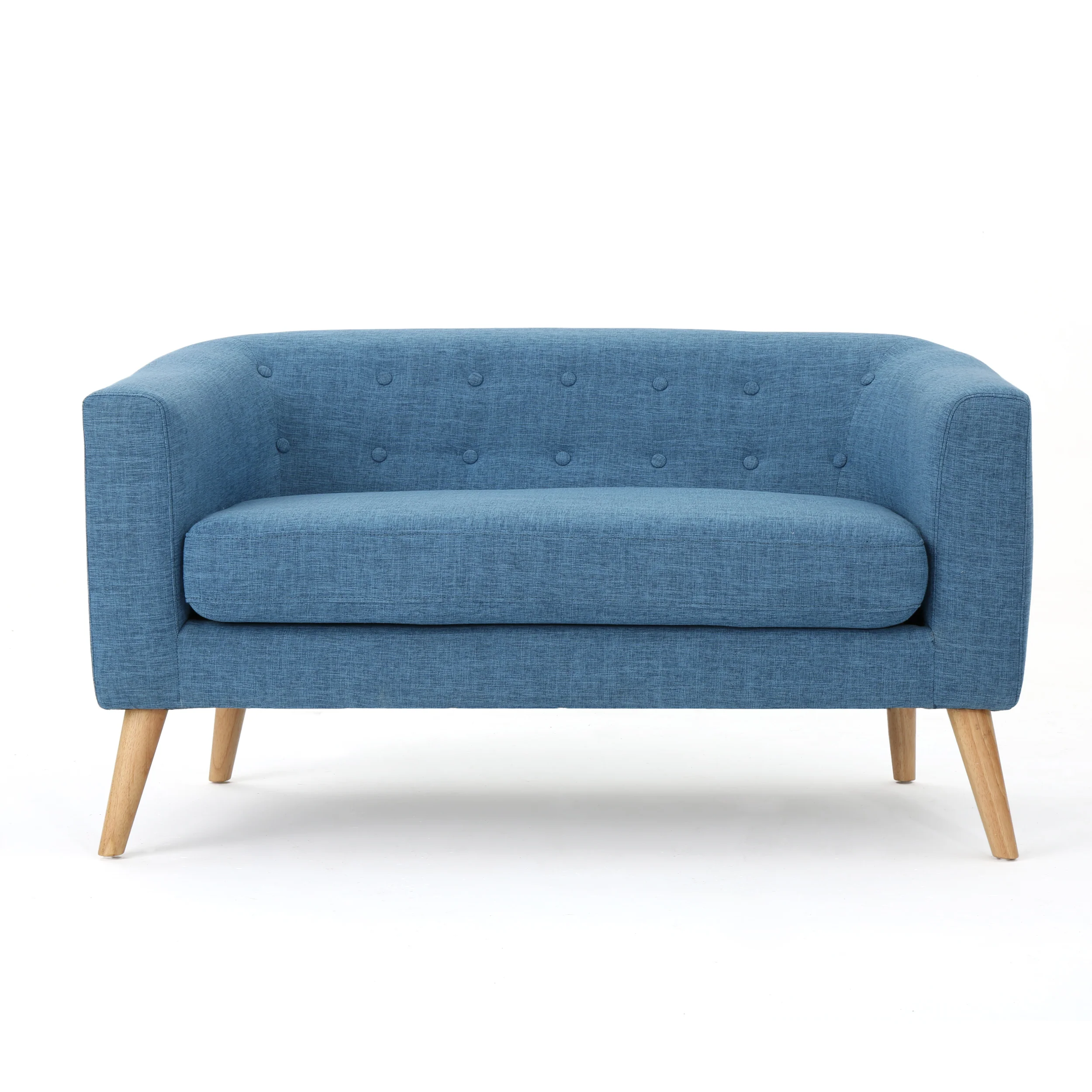 Brony Button Back Mid Century Fabric Modern Loveseat - furnishings