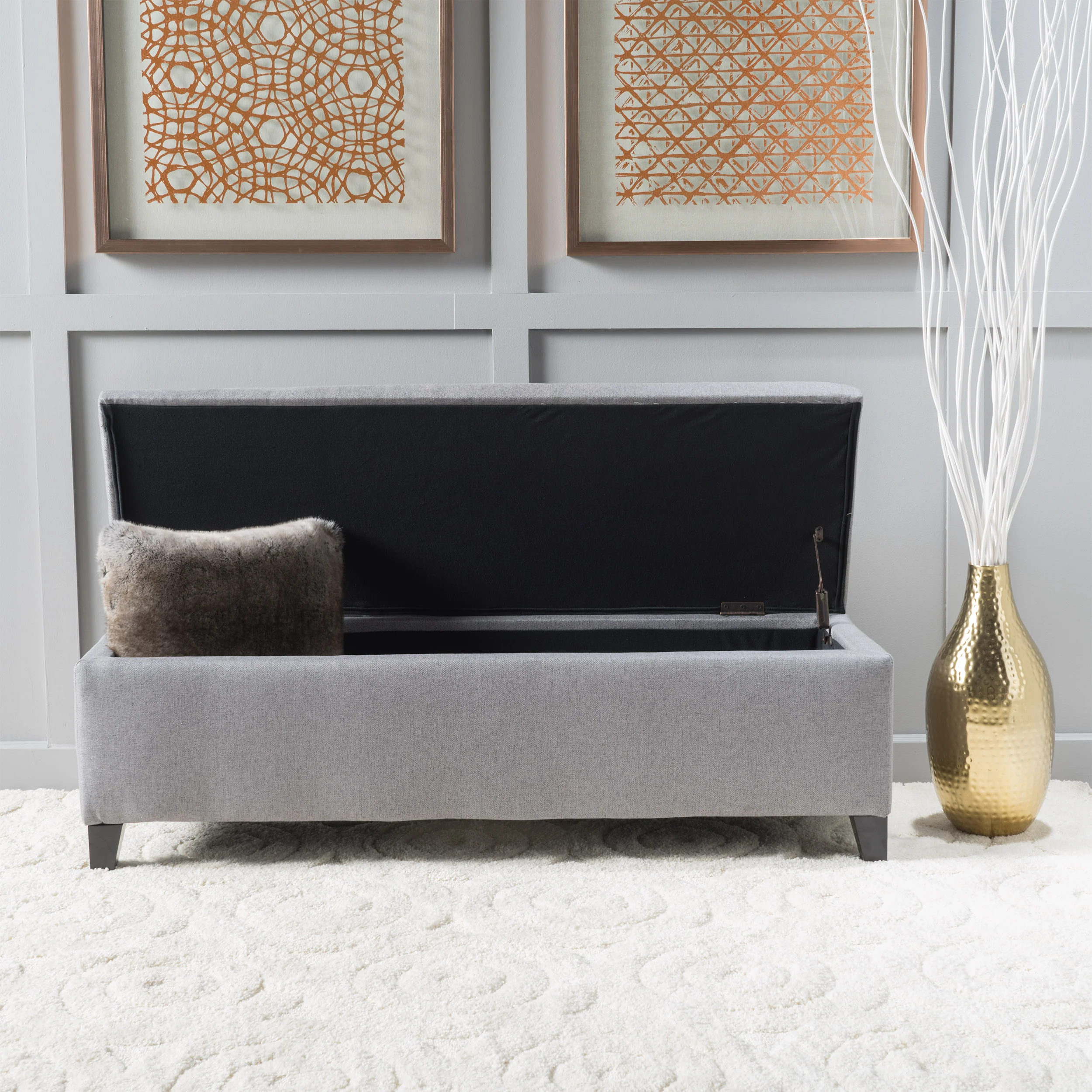 Clor Fabric Rectangle Storage Ottoman Bench - furnishings