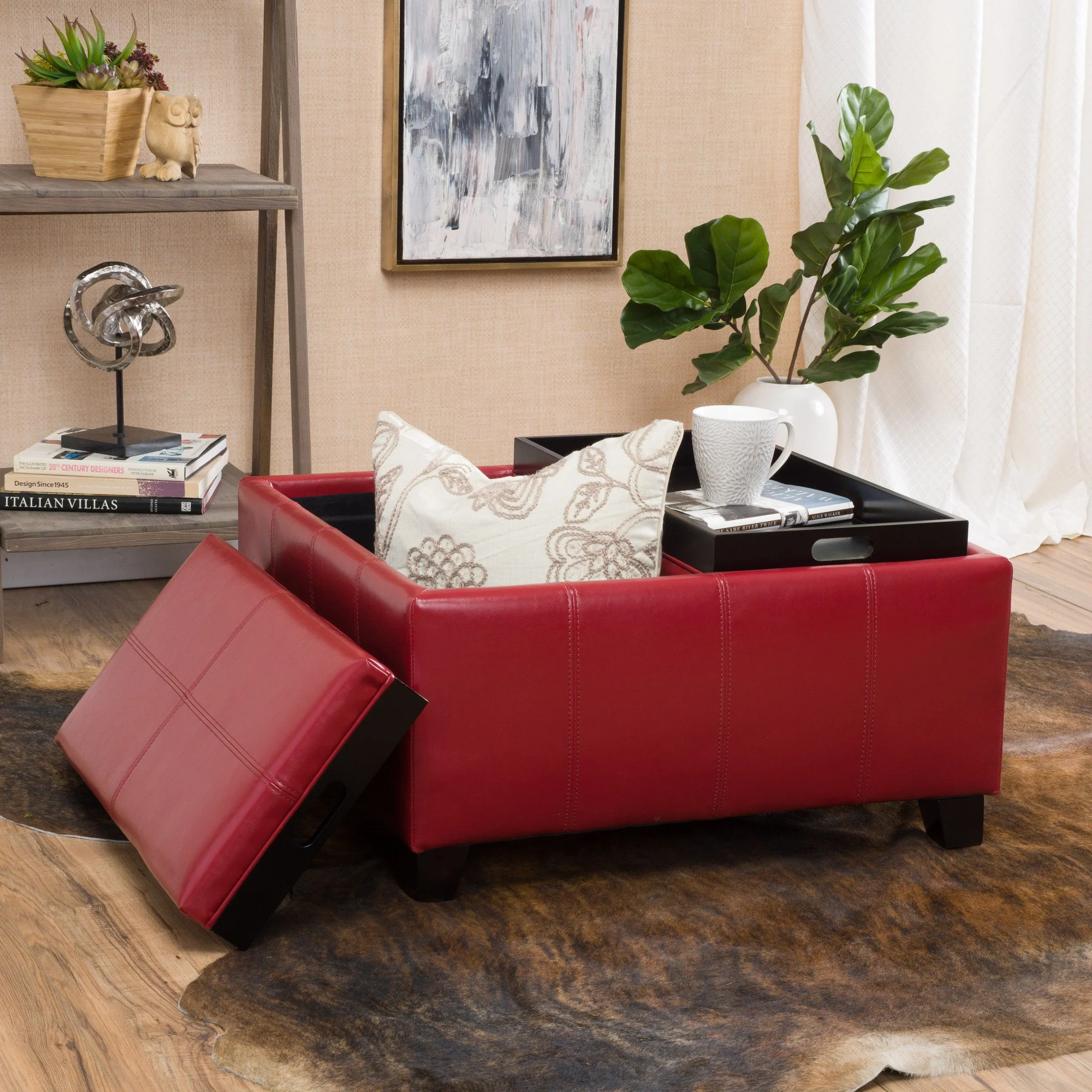 Mansfield Contemporary Tray Top Storage Ottoman - furnishings
