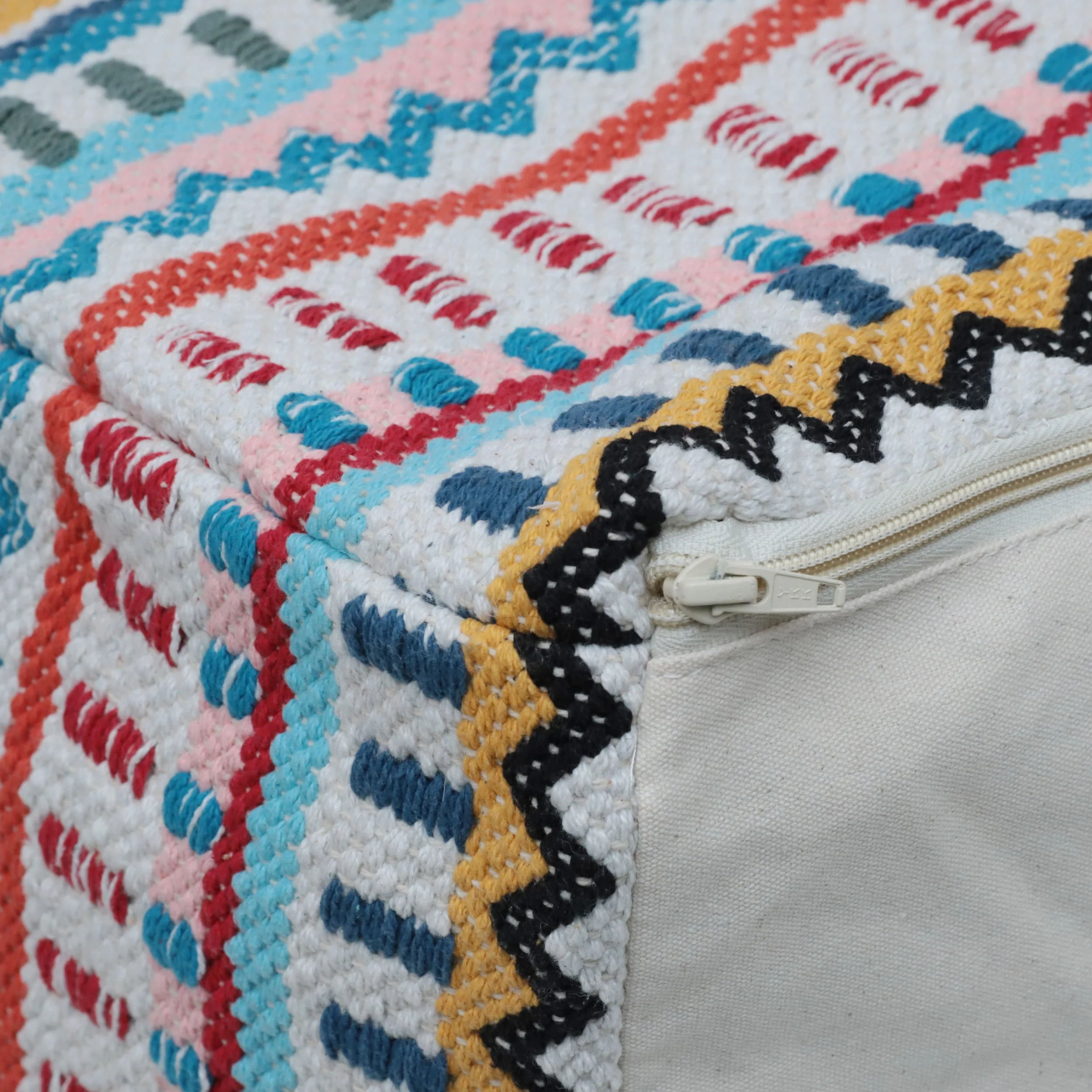 Hilliard Boho Handcrafted Peruvian Print Cube Pouf - furnishings