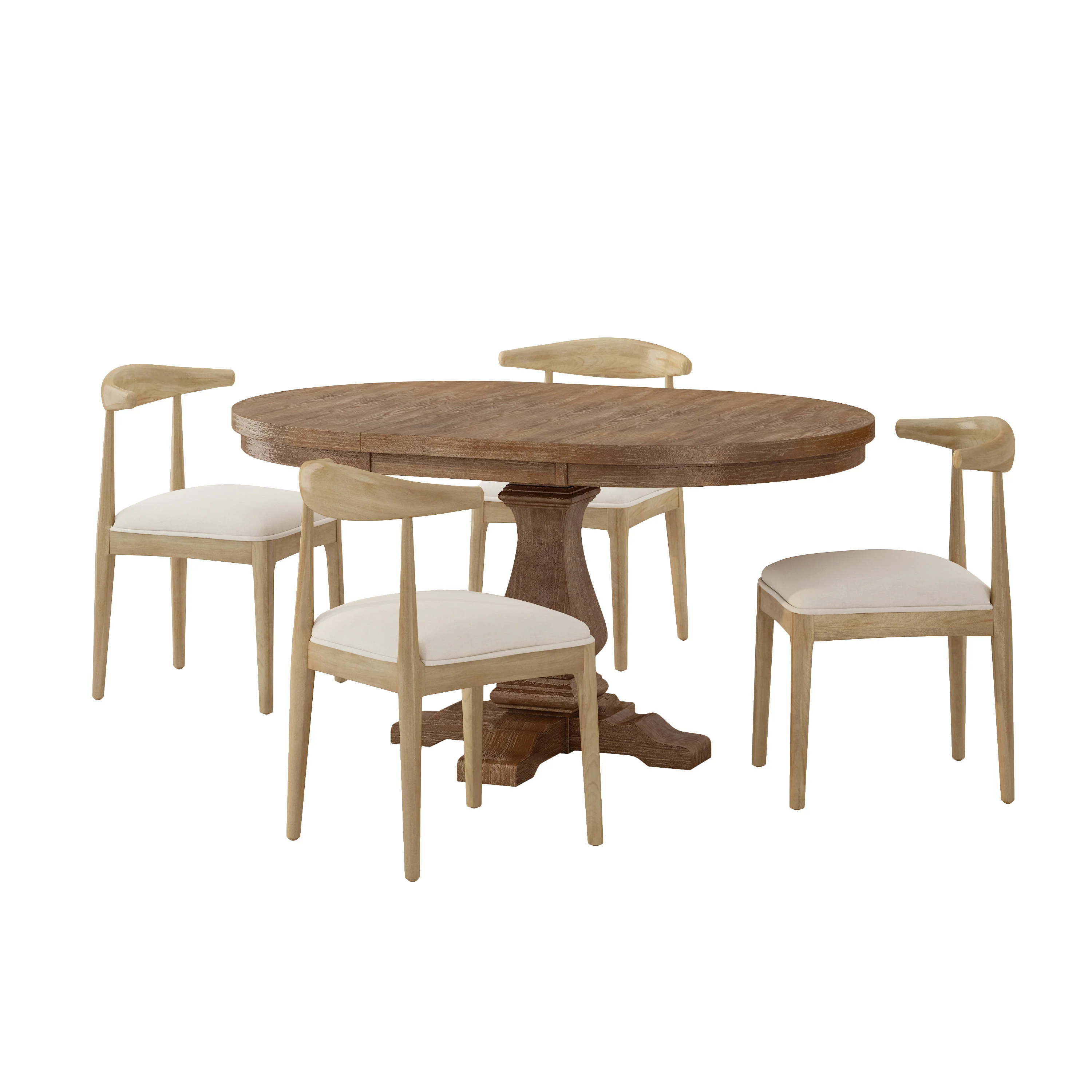 Denell Contemporary Fabric Upholstered Wood 5 Piece Dining Set - furnishings