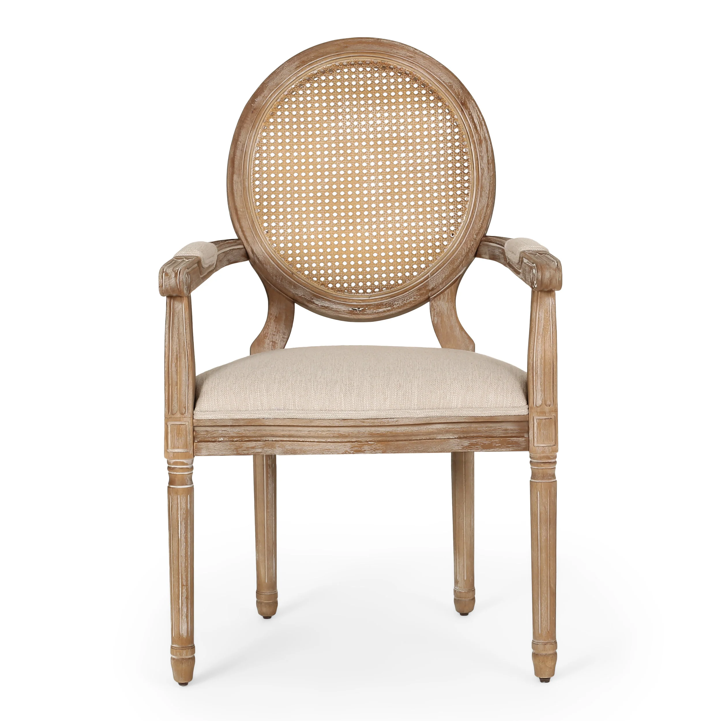 Aisenbrey French Country Wood and Cane Upholstered Dining Chair - furnishings